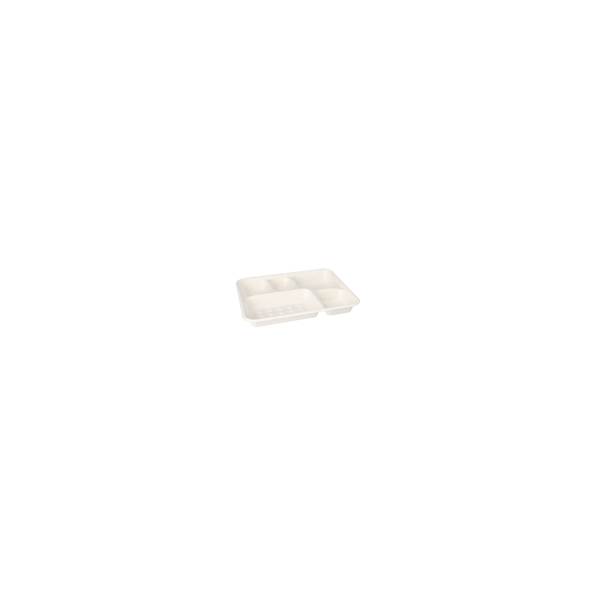 Menü-Trays, Zuckerrohr "pure" 5-geteilt 3,7 cm x 22 cm x 28,2 cm weiss