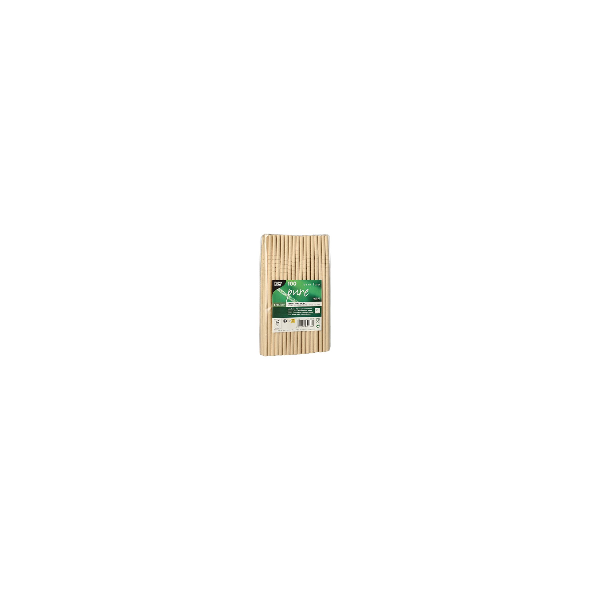 Trinkhalme Papier "pure" Ø 6 mm · 20 cm braun flexibel