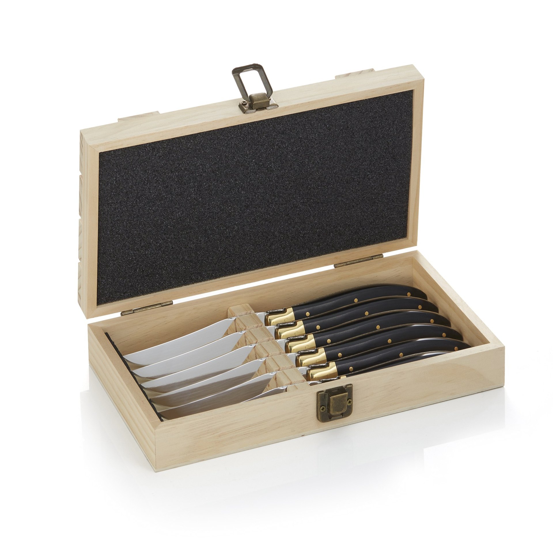 Steakmesserbox CARLOS, mit 6 Messern, 23 cm, Kiefernholz Steakmesserbox CARLOS, mit 6 Messern, 23 cm, Kiefernholz