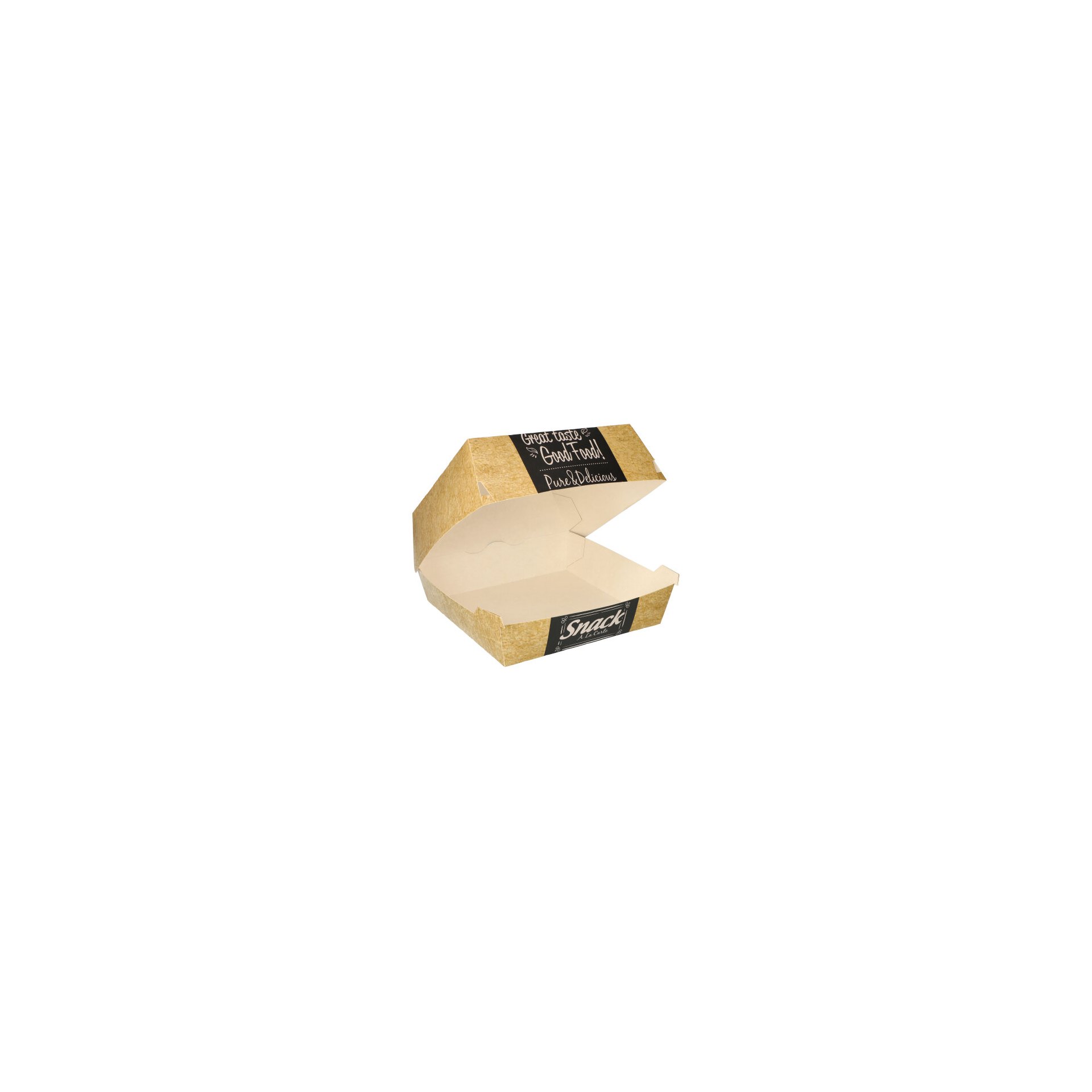 Burgerboxen, Pappe "pure" 8,5 cm x 15,5 cm x 15,5 cm "Good Food" XXL