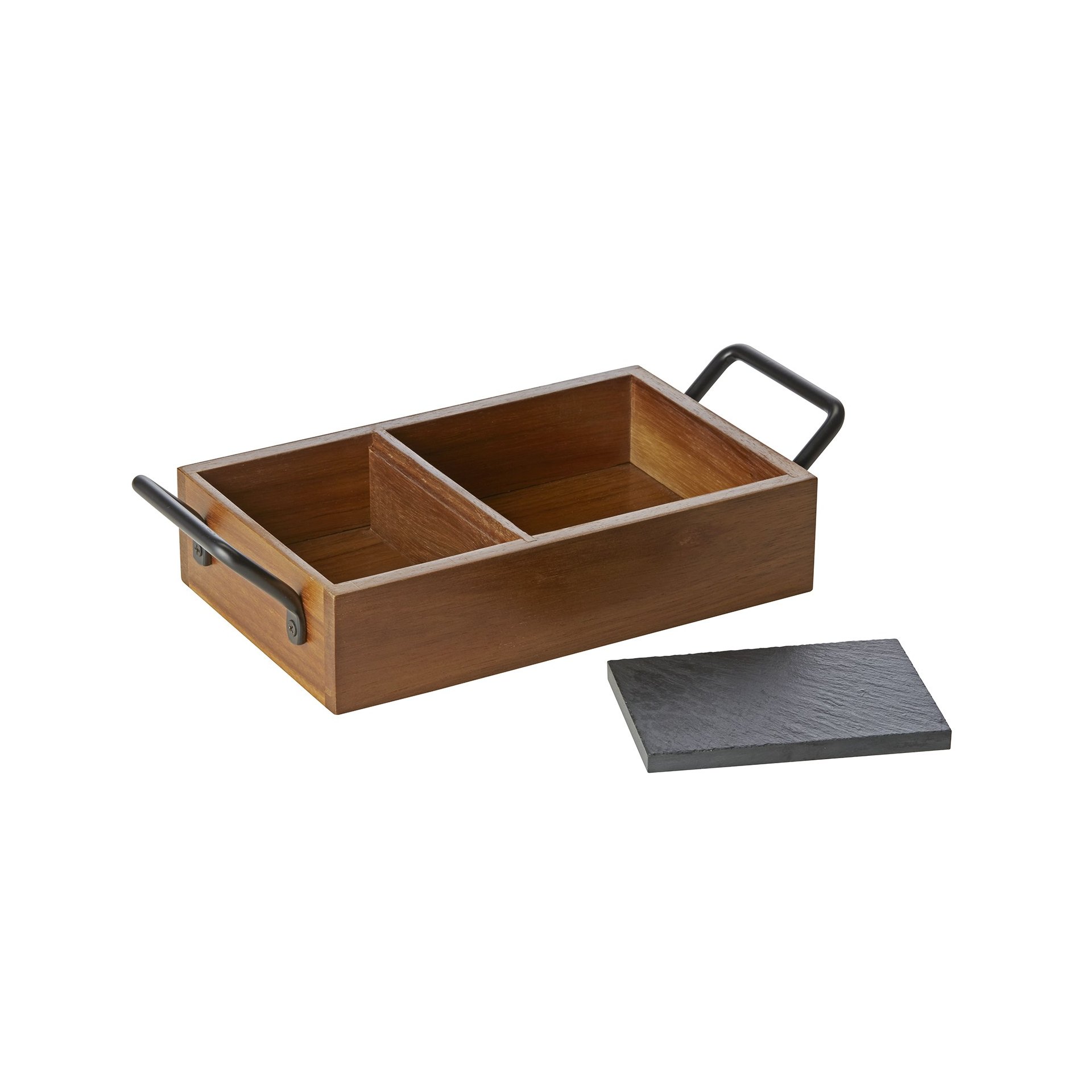 Naturschieferplatten Set SLATE & SERVE, 24 x 15 x 5,5 cm, 3 Schieferplatten und Brot- und Butterkorb, Akazienholz, Naturschiefer Naturschieferplatten Set SLATE & SERVE, 24 x 15 x 5,5 cm, 3 Schieferplatten und Brot- und Butterkorb, Akazienholz, Naturschiefer