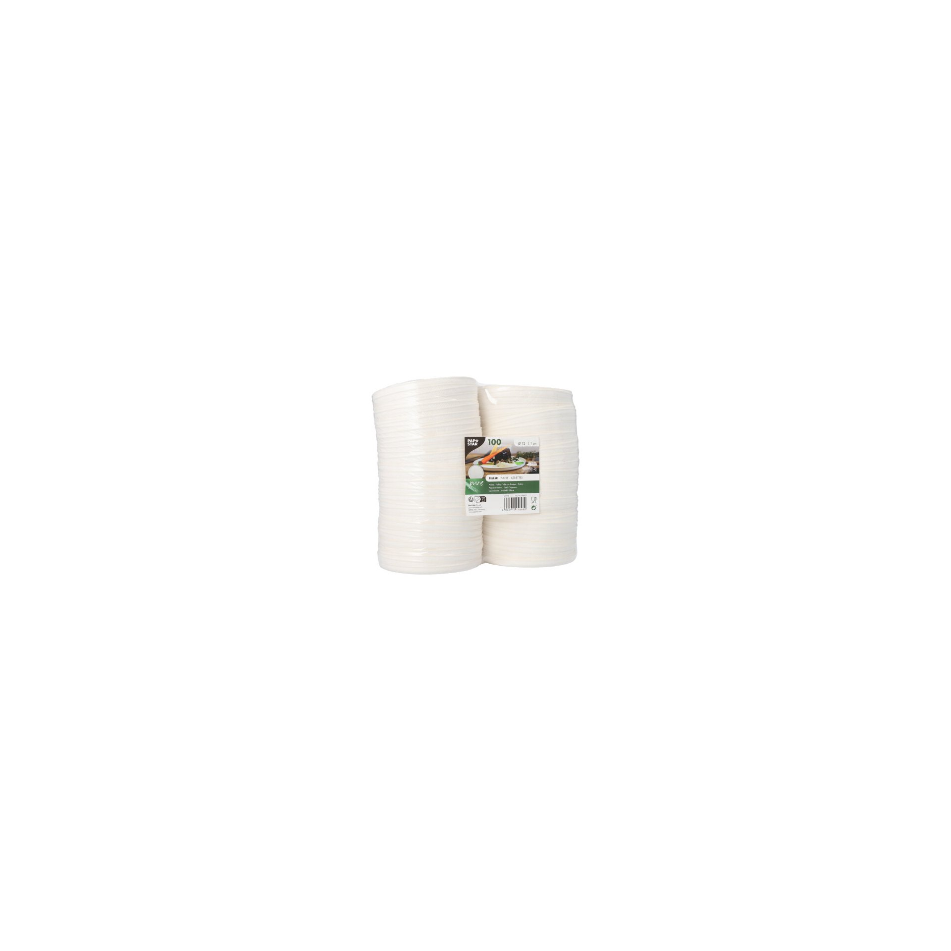 Teller Zuckerrohr "pure" rund Ø 12 cm · 1 cm weiss "Cella" Teller Zuckerrohr "pure" rund Ø 12 cm · 1 cm weiss "Cella"