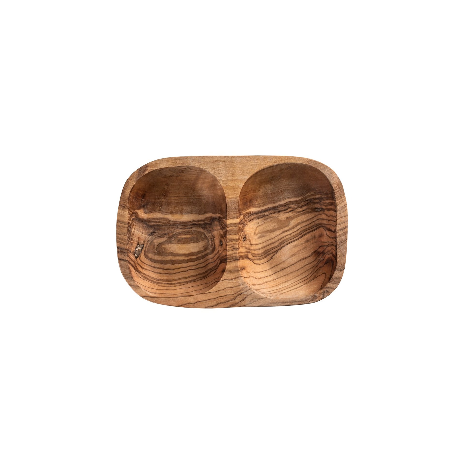 Schale Double PURE OLIVE, 18 x 9 x 3,5 cm, Olivenholz