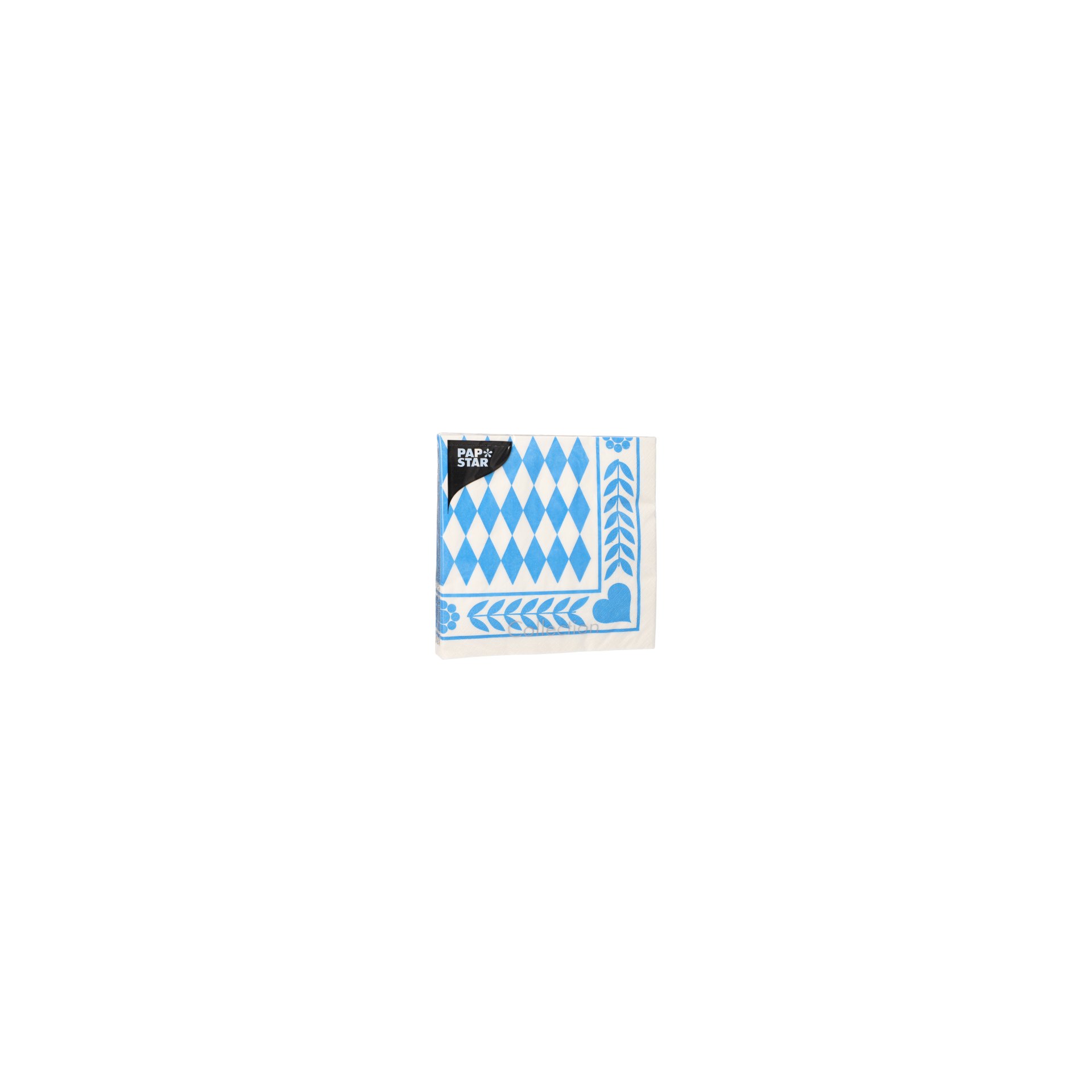 papstar-12901-servietten-3-lagig-1-4-falz-33cmx33cm-bayrisch-blau-2 Servietten, 3-lagig 1/4-Falz 33 cm x 33 cm "Bayrisch Blau"
