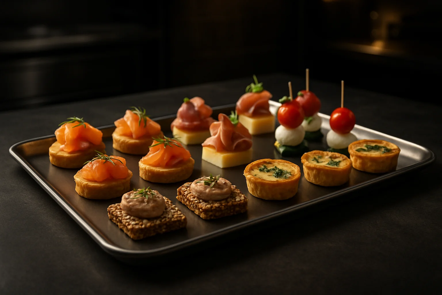 Gastronomie servierplatte mit appetitlichen häppchen