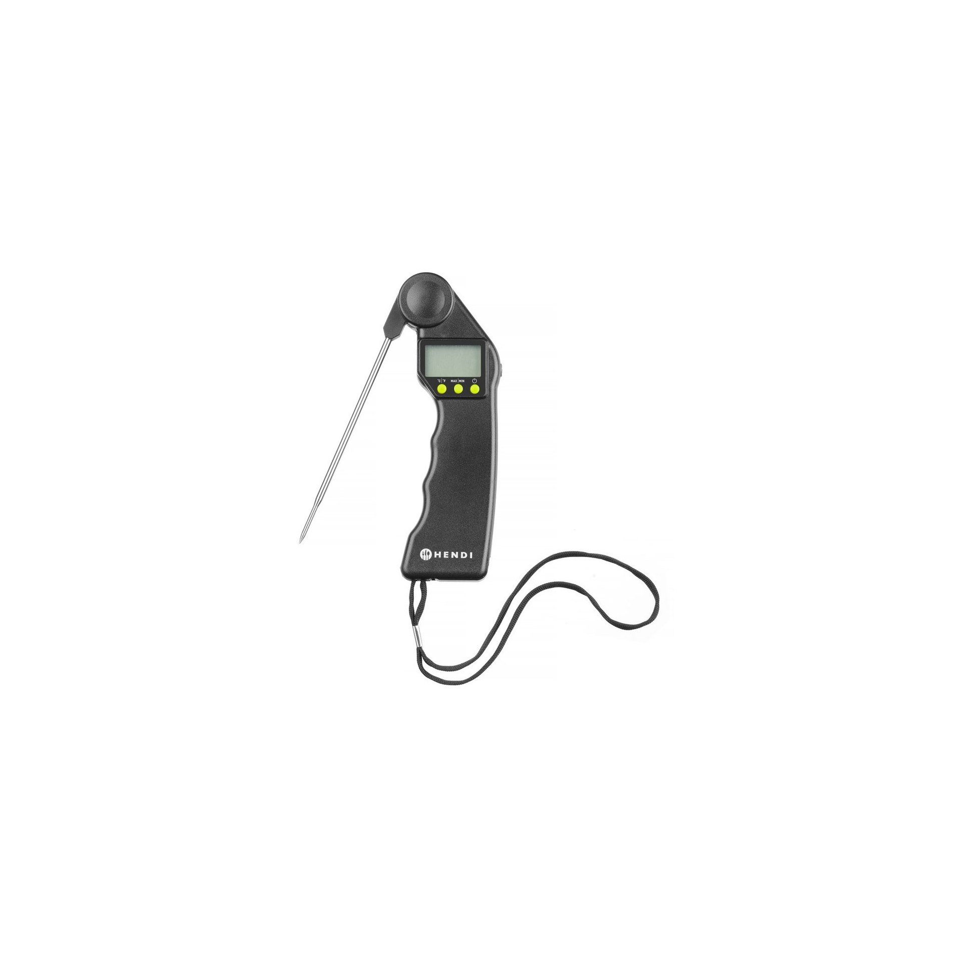 Digitales Thermometer mit klappbarer Sonde, Schwarz, 160x55x(H)20mm Digitales Thermometer mit klappbarer Sonde, Schwarz, 160x55x(H)20mm