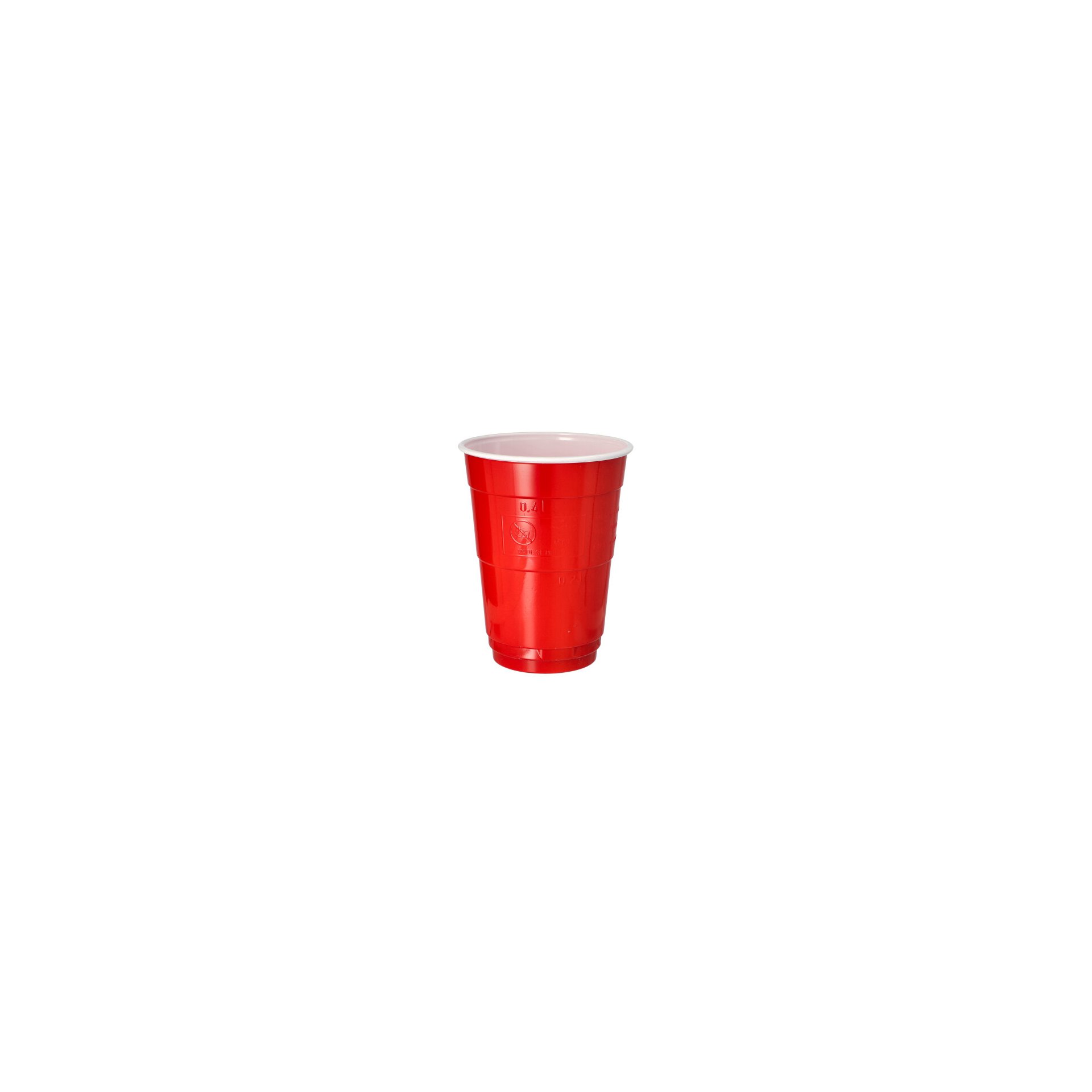Bierbecher, PS 0,4 l Ø 9,5 cm · 12 cm rot/weiss Bierbecher, PS 0,4 l Ø 9,5 cm · 12 cm rot/weiss