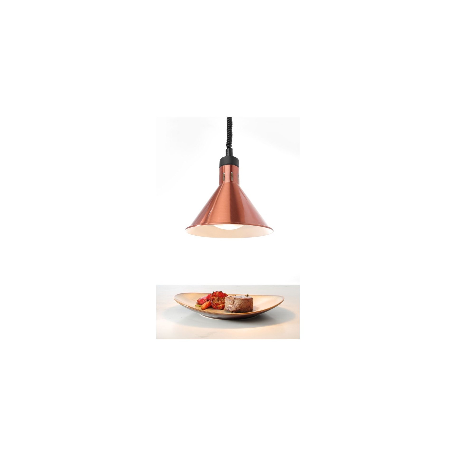 Höhenverstellbare Wärmelampe konisch, Kupfer, 230V/250W, ⌀275x(H)250mm Höhenverstellbare Wärmelampe konisch, Kupfer, 230V/250W, ⌀275x(H)250mm