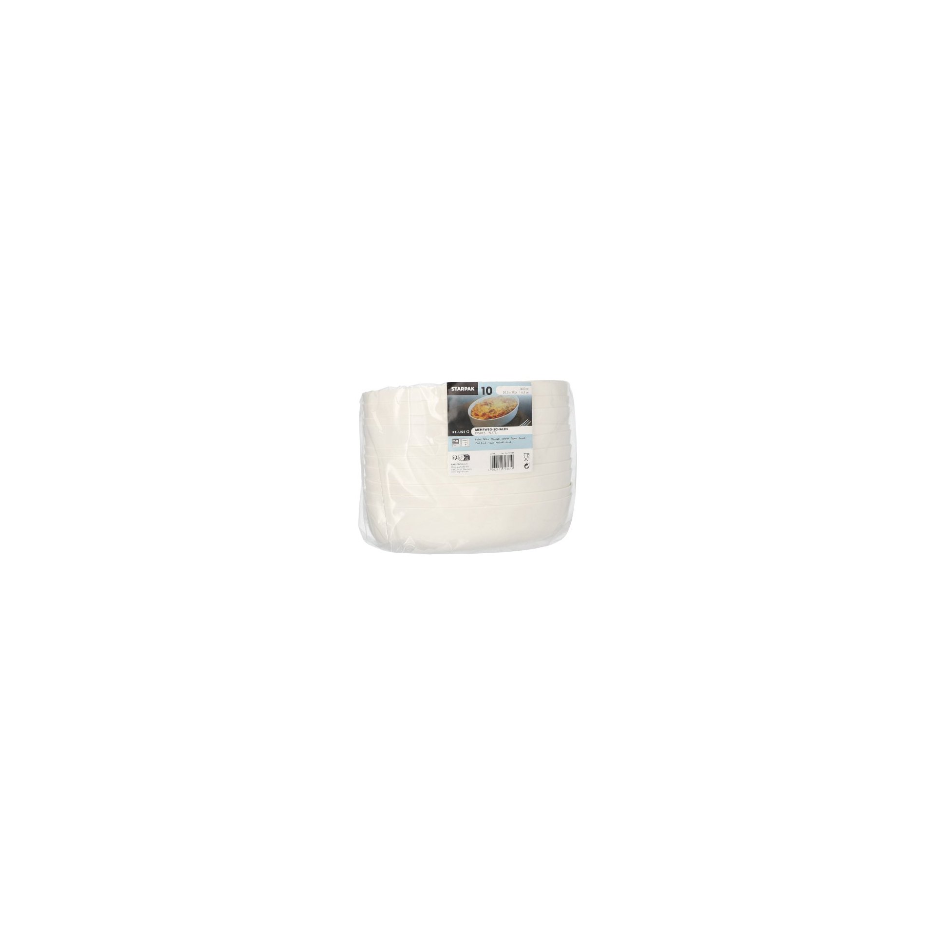 Mehrweg-Schalen oval 2400 ml 6,5 cm x 19,5 cm x 30,5 cm weiss "Cella" Mehrweg-Schalen oval 2400 ml 6,5 cm x 19,5 cm x 30,5 cm weiss "Cella"