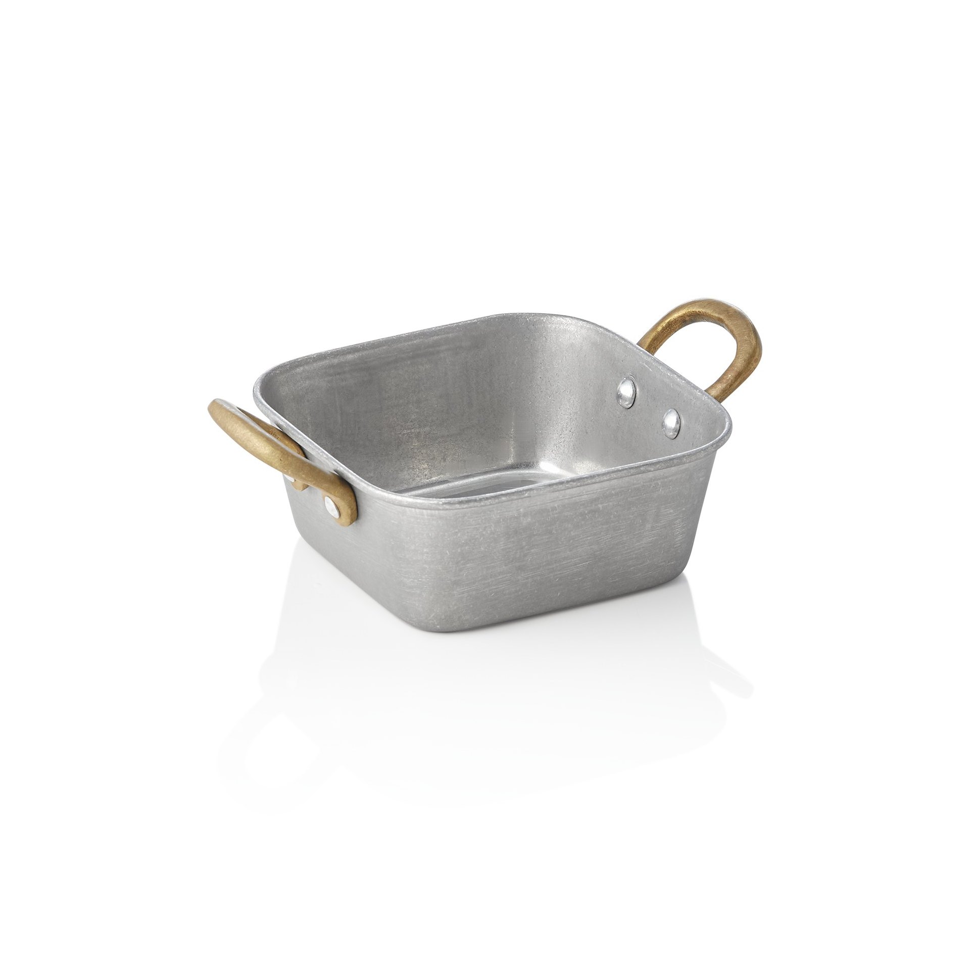 Servierpfanne STEEL & STYLE VINTAGE, mit 2 Messinggriffen, 12 x 12 x 5 cm, 420 ml, Chromnickelstahl