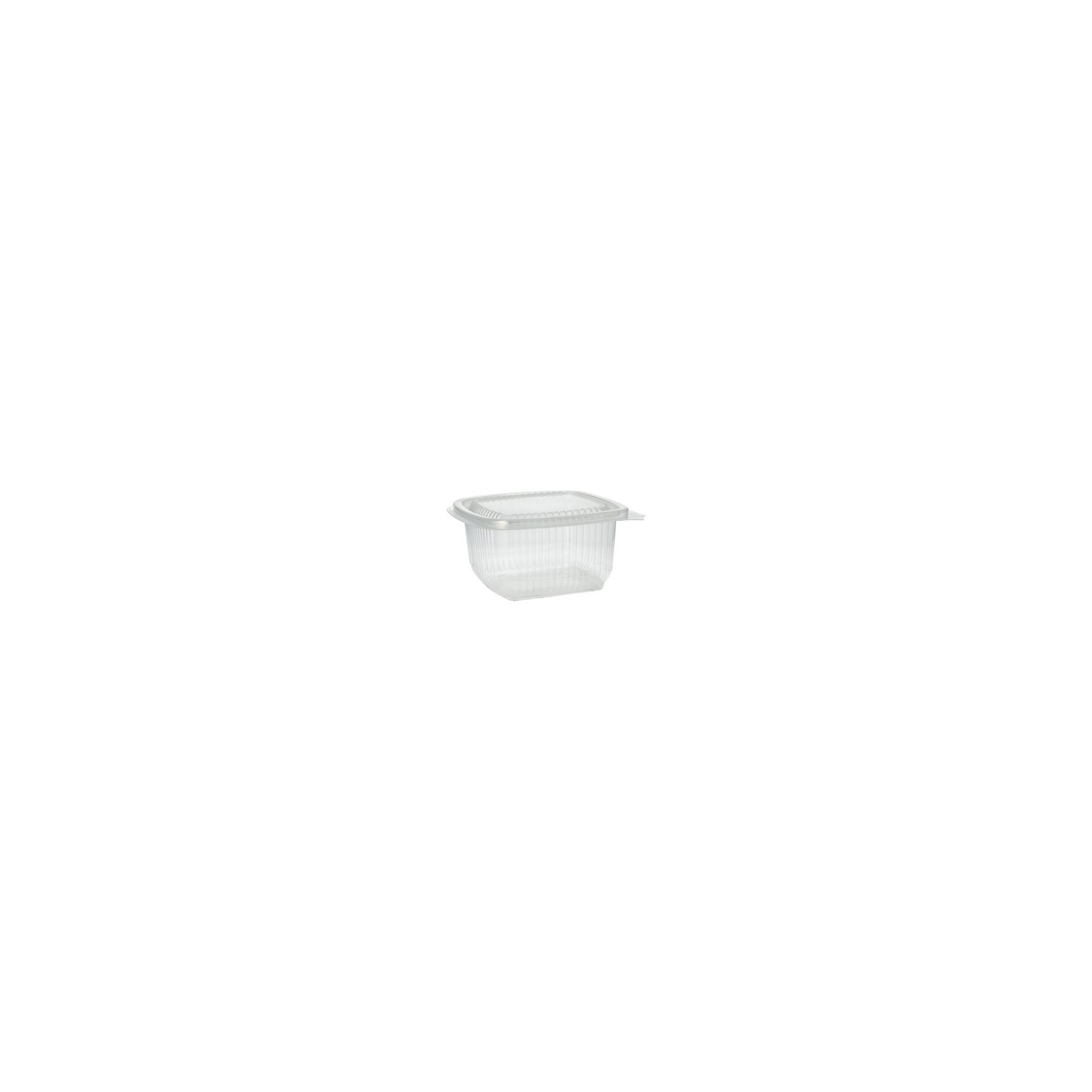 Verpackungsbecher mit Klappdeckeln, PP rechteckig 375 ml 6,2 cm x 11,5 cm x 12 cm transparent