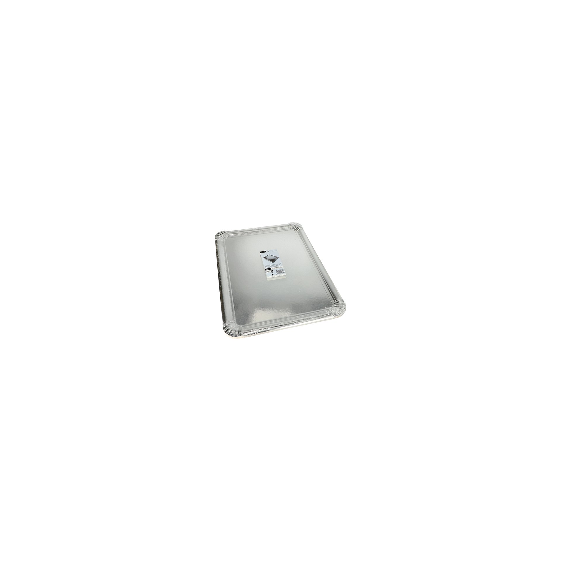 Servierplatten, Pappe, PET-beschichtet eckig 34 cm x 45,5 cm silber