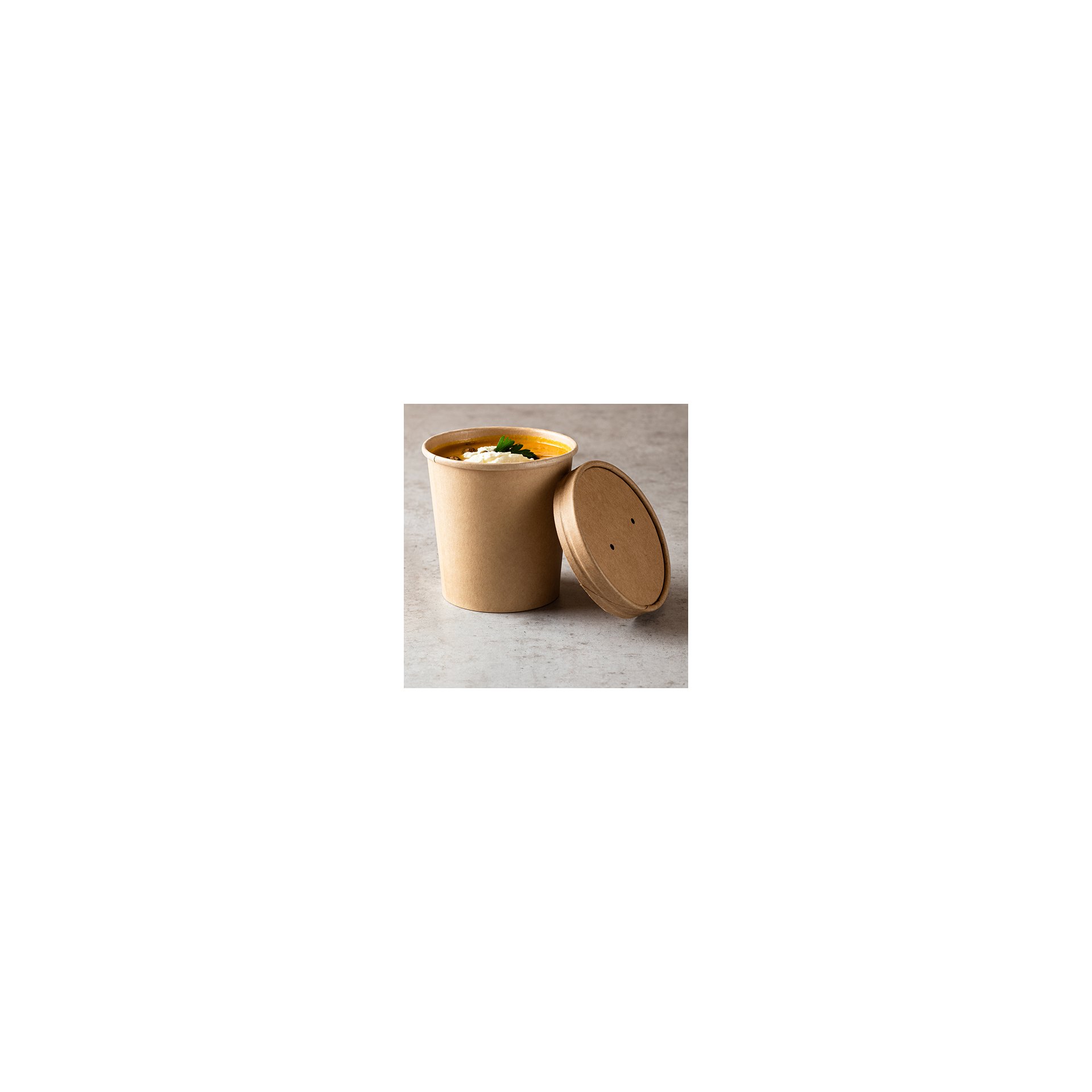 Deckel für Suppenbecher, Pappe rund Ø 11,5 cm · 1,6 cm braun