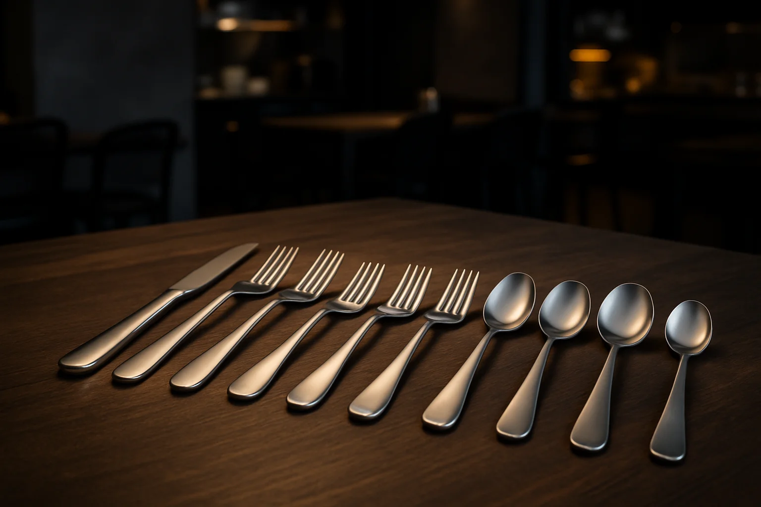 Gastro besteckset 12-teilig auf dunklem holztisch