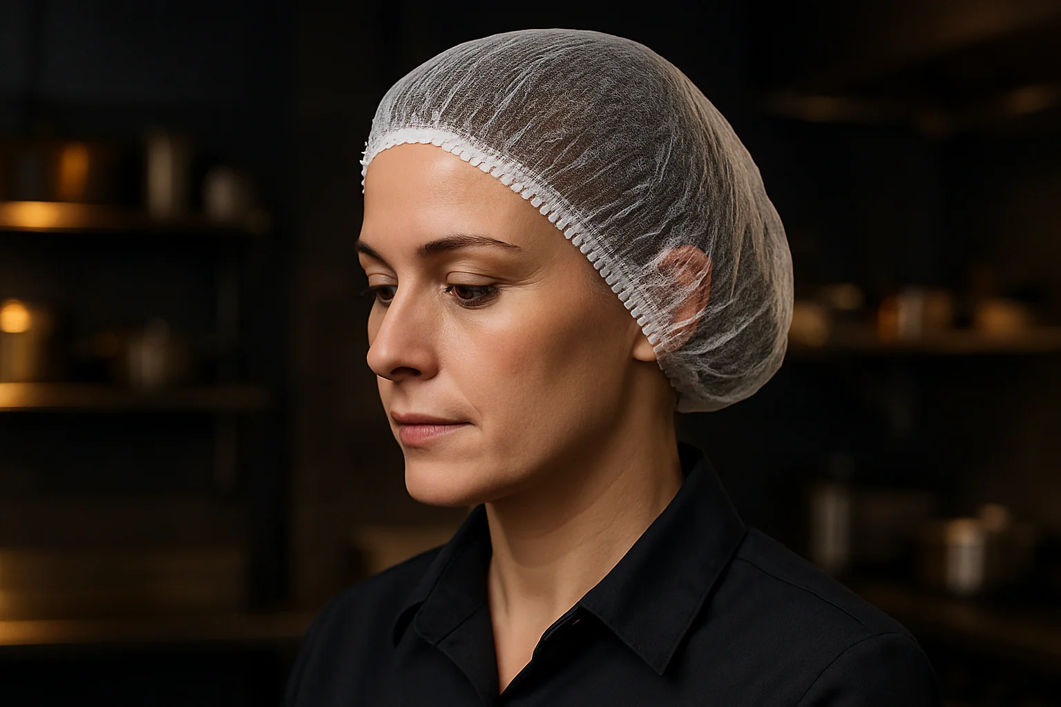Haarnetz in professioneller Küche
