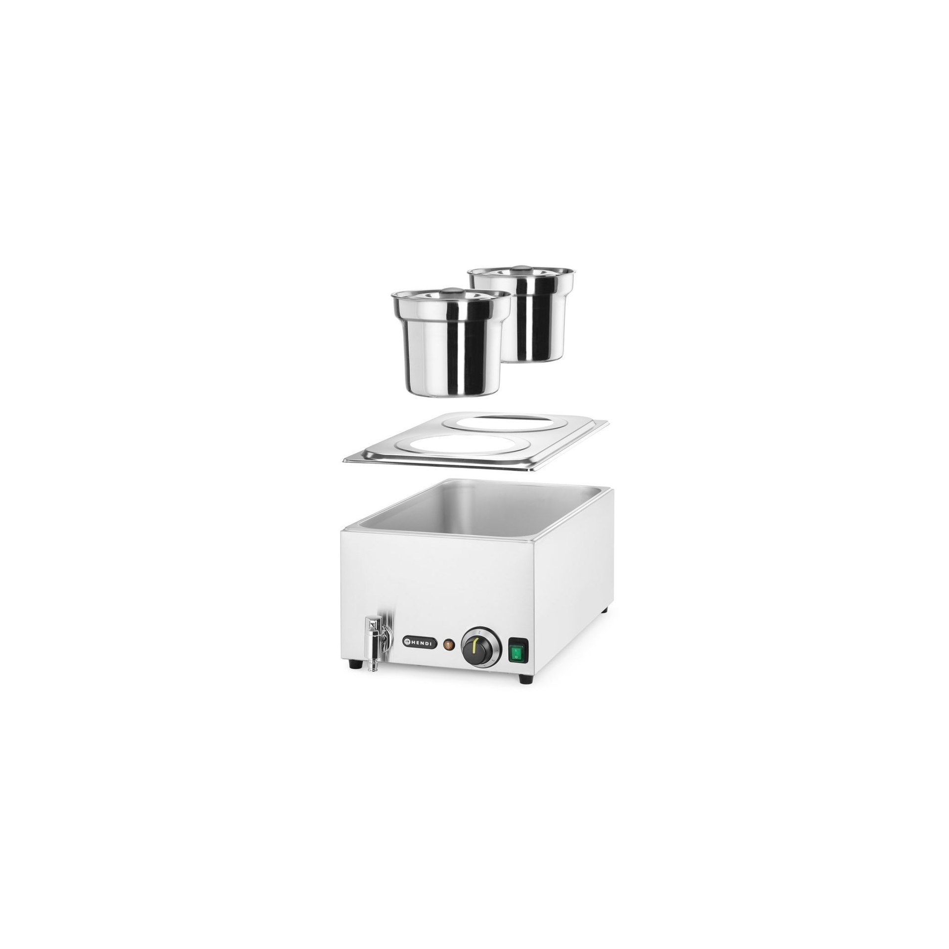 Set: Bain-Marie Ranger + 2x 4L Container mit Deckel, 8L, 220-240V/1000W, 604x332x(H)315mm Set: Bain-Marie Ranger + 2x 4L Container mit Deckel, 8L, 220-240V/1000W, 604x332x(H)315mm