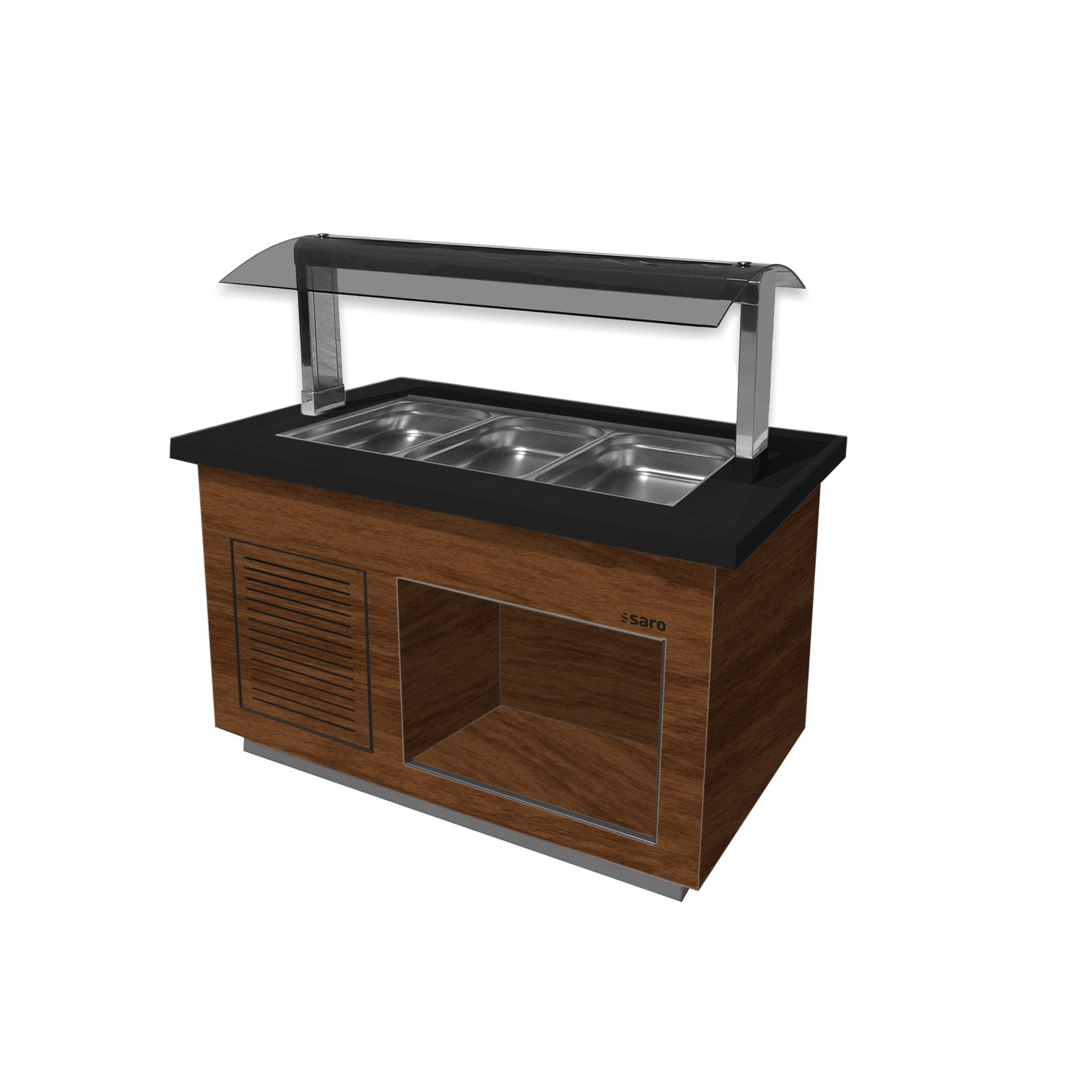 Heißes Buffet Modell PREMIUM LINE SB-H130 Walnuss Salatbar für 3x 1/1 GN, Modell PREMIUM LINE SB-K130 Walnuss