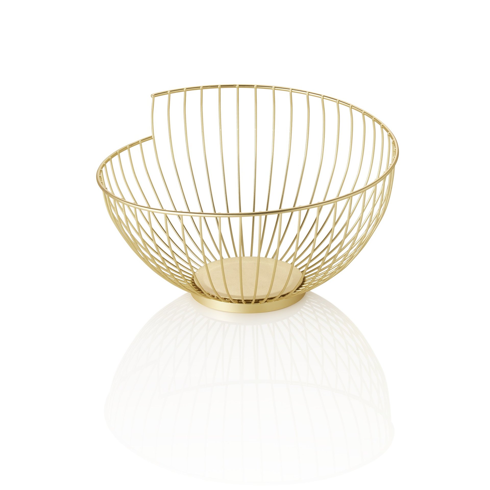 Korb, Ø 28 cm, Höhe 16,5 cm, gold pulverbeschichtet, Metall