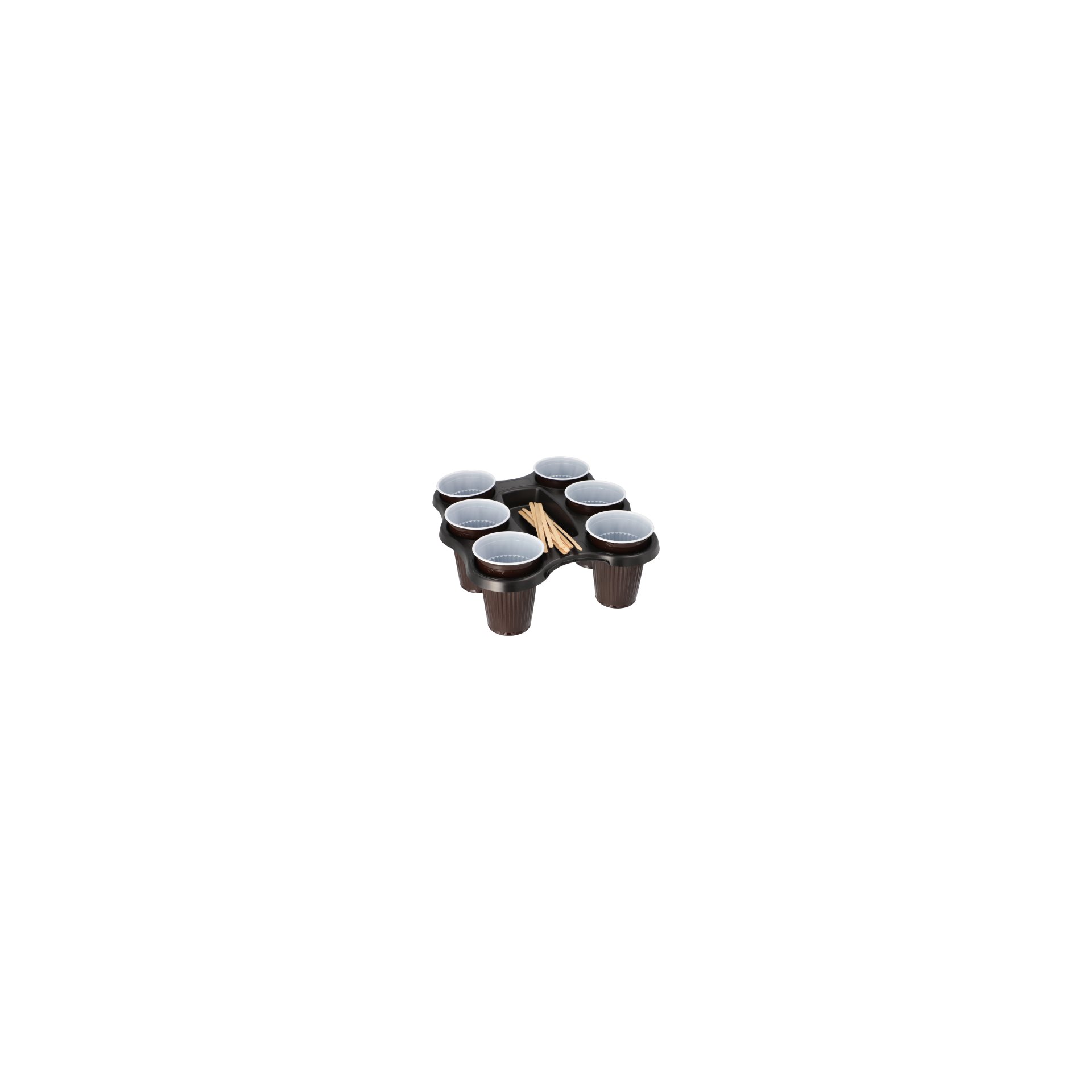 Becher-Trays, PS 22,4 cm x 24,4 cm x 2,4 cm schwarz für 6 Becher