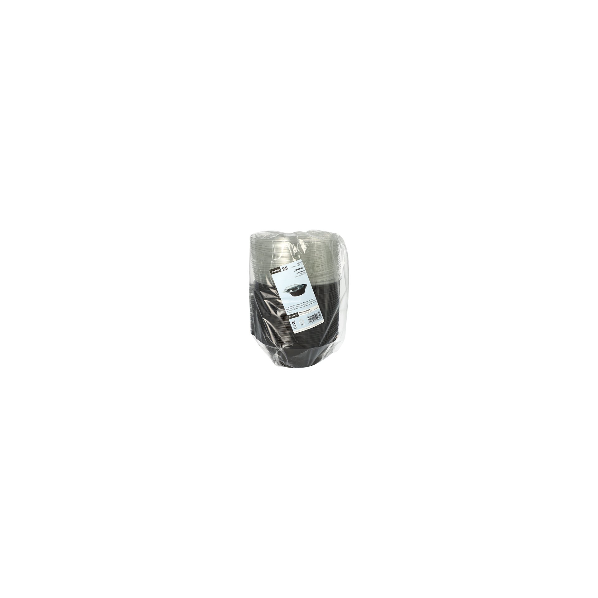 Salatschalen, PET 600 ml Ø 16,6 cm · 5,9 cm schwarz "Snap It" mit Deckel R-PET glasklar Salatschalen, PET 600 ml Ø 16,6 cm · 5,9 cm schwarz "Snap It" mit Deckel R-PET glasklar