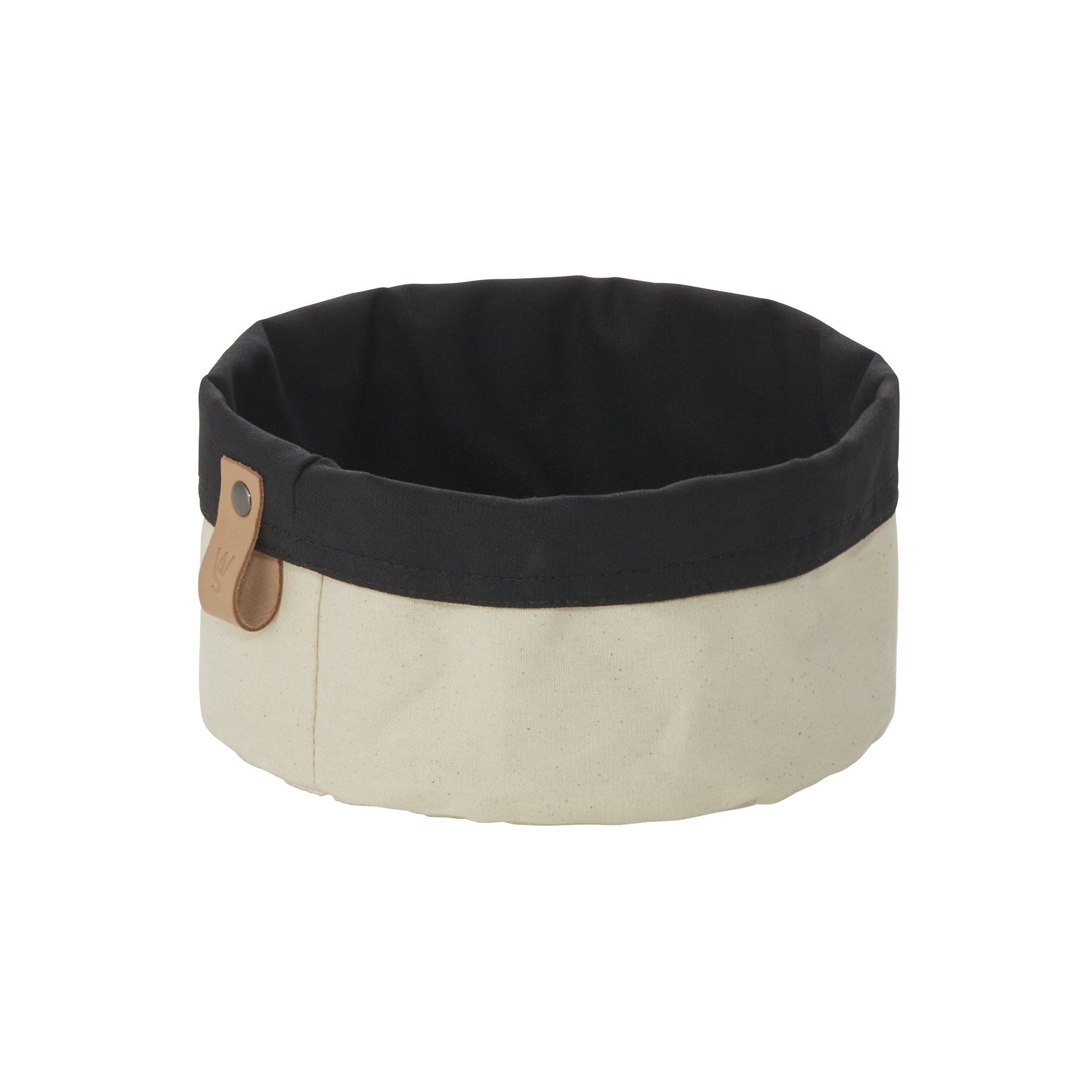 Brottasche FLIP COTTON, Ø 20 cm, Höhe 12 cm, schwarz/cream, Canvas