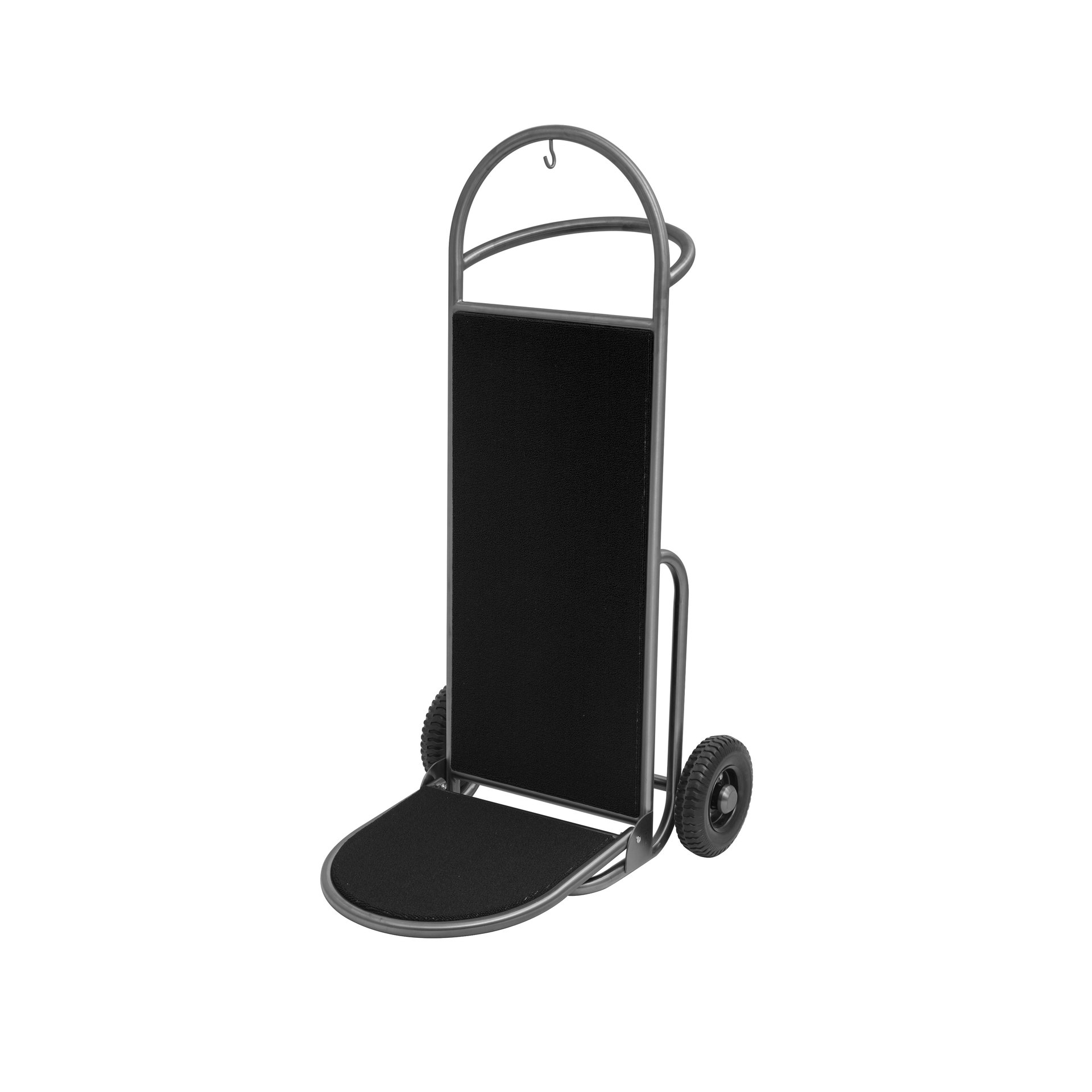 Gepäckkarre SPRINT, 61 x 70 x 120 cm, gun metal, poliert, schwarzer Teppich, Edelstahl Gepäckkarre SPRINT, 61 x 70 x 120 cm, gun metal, poliert, schwarzer Teppich, Edelstahl