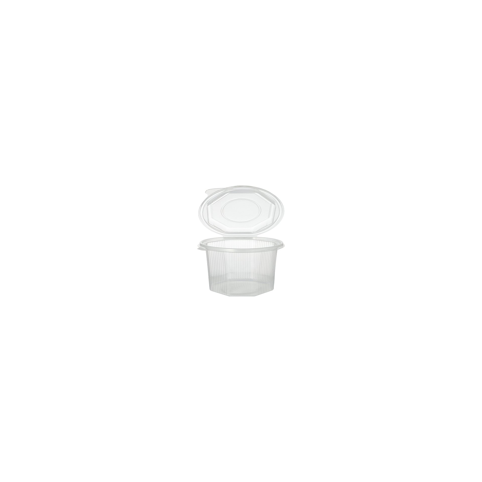 Verpackungsbecher mit Klappdeckeln, PP 8-eckig 1 l 8,3 cm x 13 cm x 13 cm transparent
