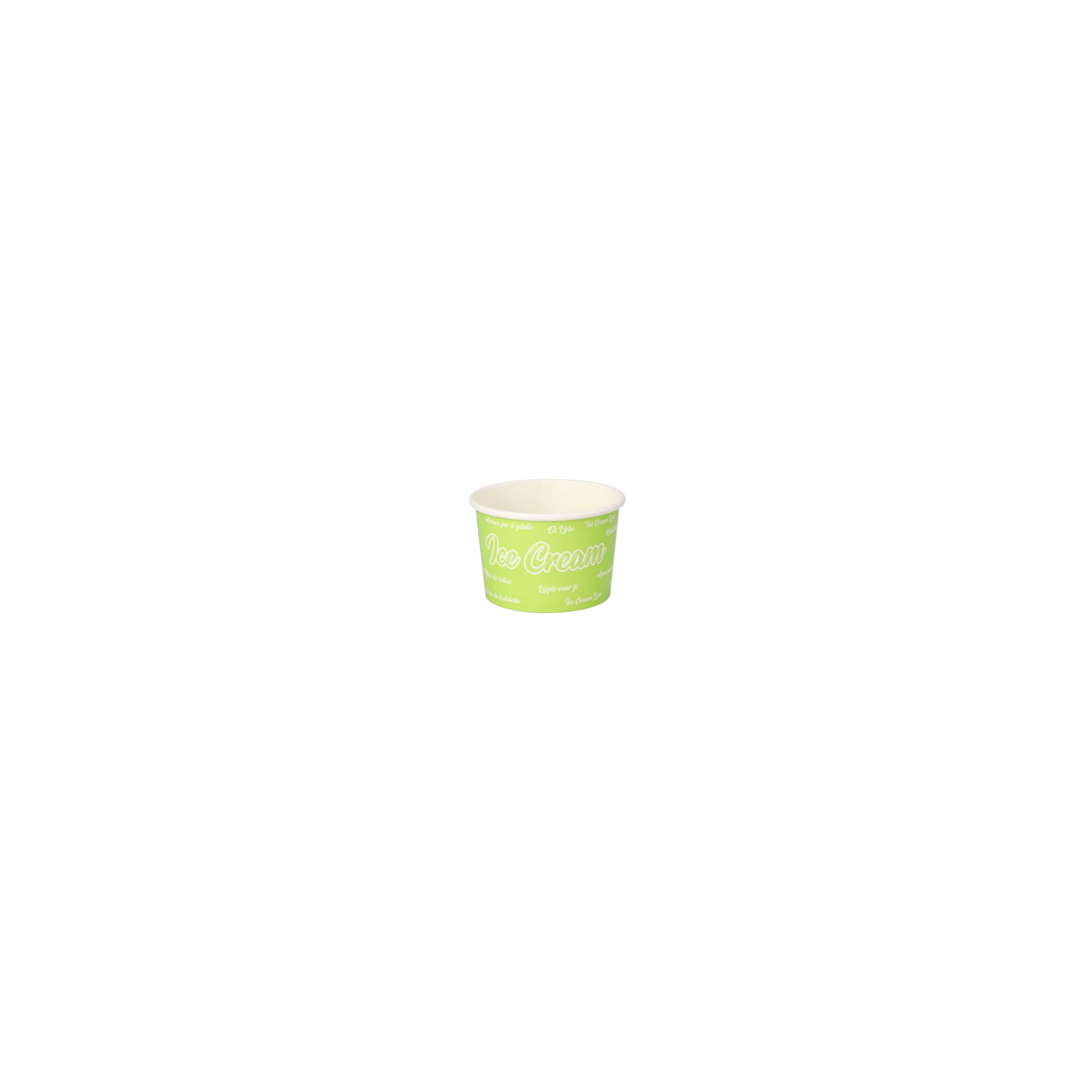 Eisbecher, Pappe rund 150 ml Ø 8,6 cm · 5,2 cm grün "Icelove" Eisbecher, Pappe rund 150 ml Ø 8,6 cm · 5,2 cm grün "Icelove"