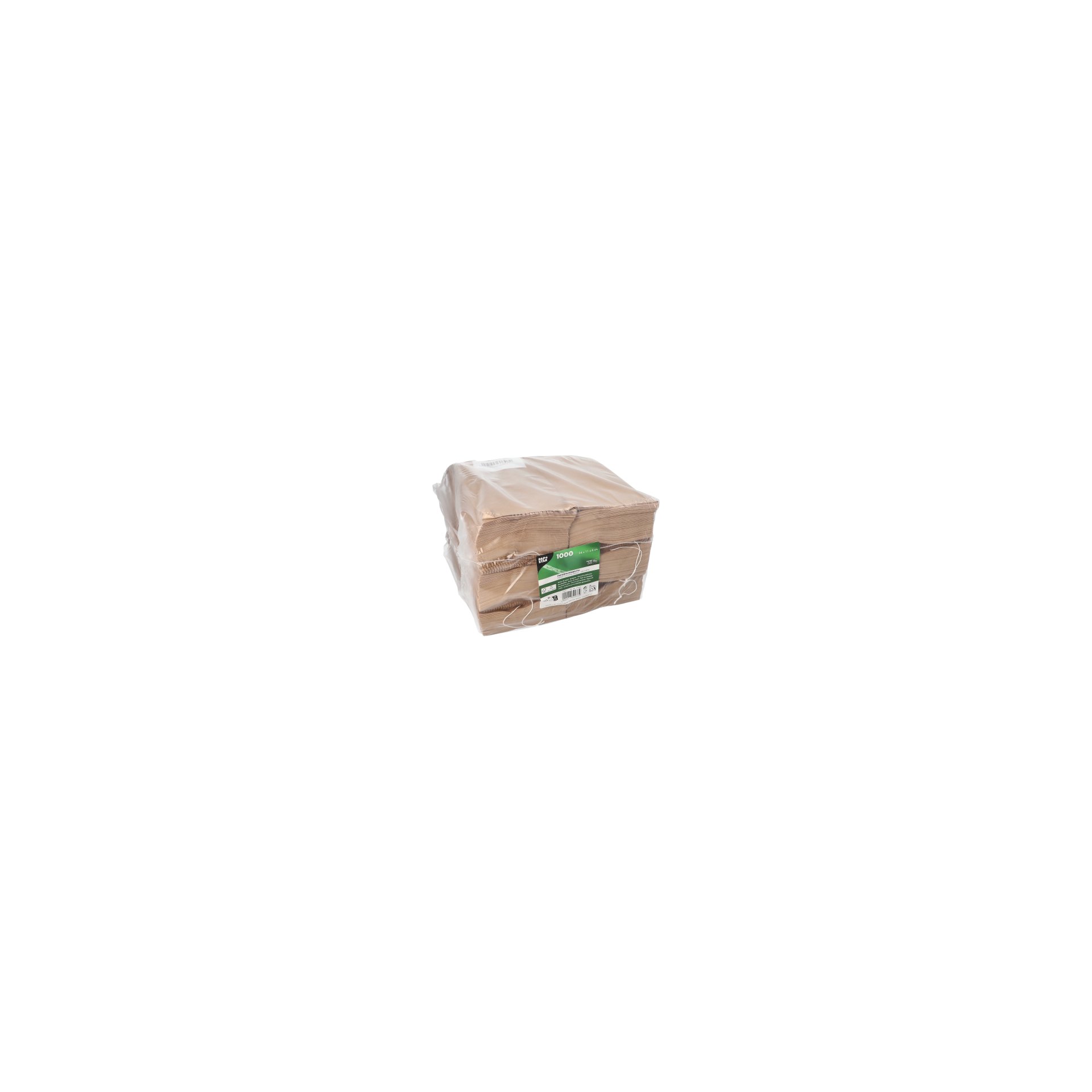 Papierfaltenbeutel gefädelt Kraftpapier 24 cm x 11 cm x 6 cm braun Füllinhalt 1 kg