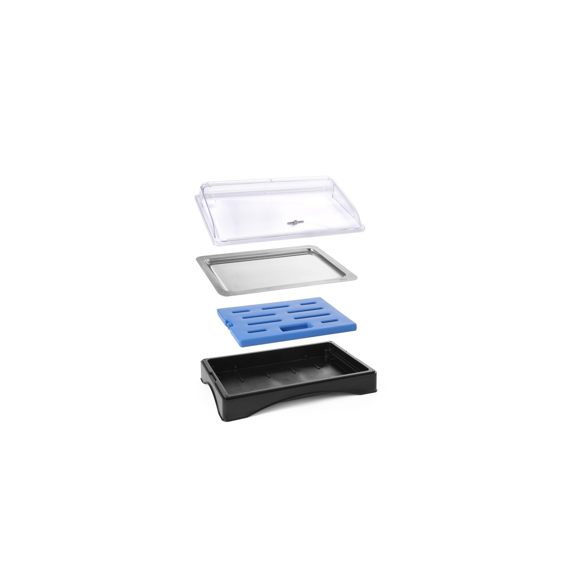 Kühlelement zur Verwendung mit Kühlwanne 424186, 430x280x(H)30mm Rolltop-Display gekühlt - GN 1/1, Set inkl. Kühlelement, 555x357x(H)175mm