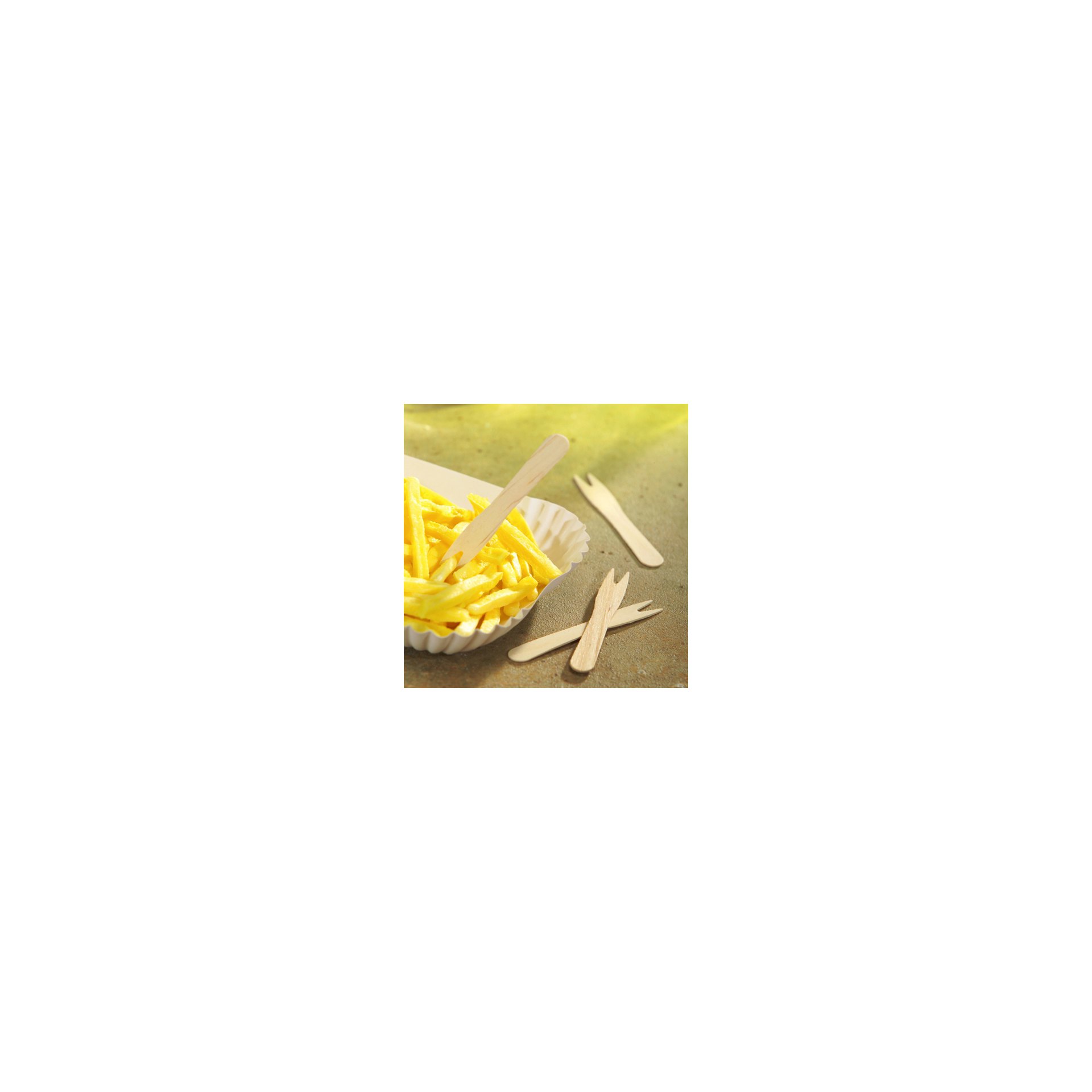 Pommes-Frites-Gabeln, Holz "pure" 8,5 cm Pommes-Frites-Gabeln, Holz "pure" 8,5 cm