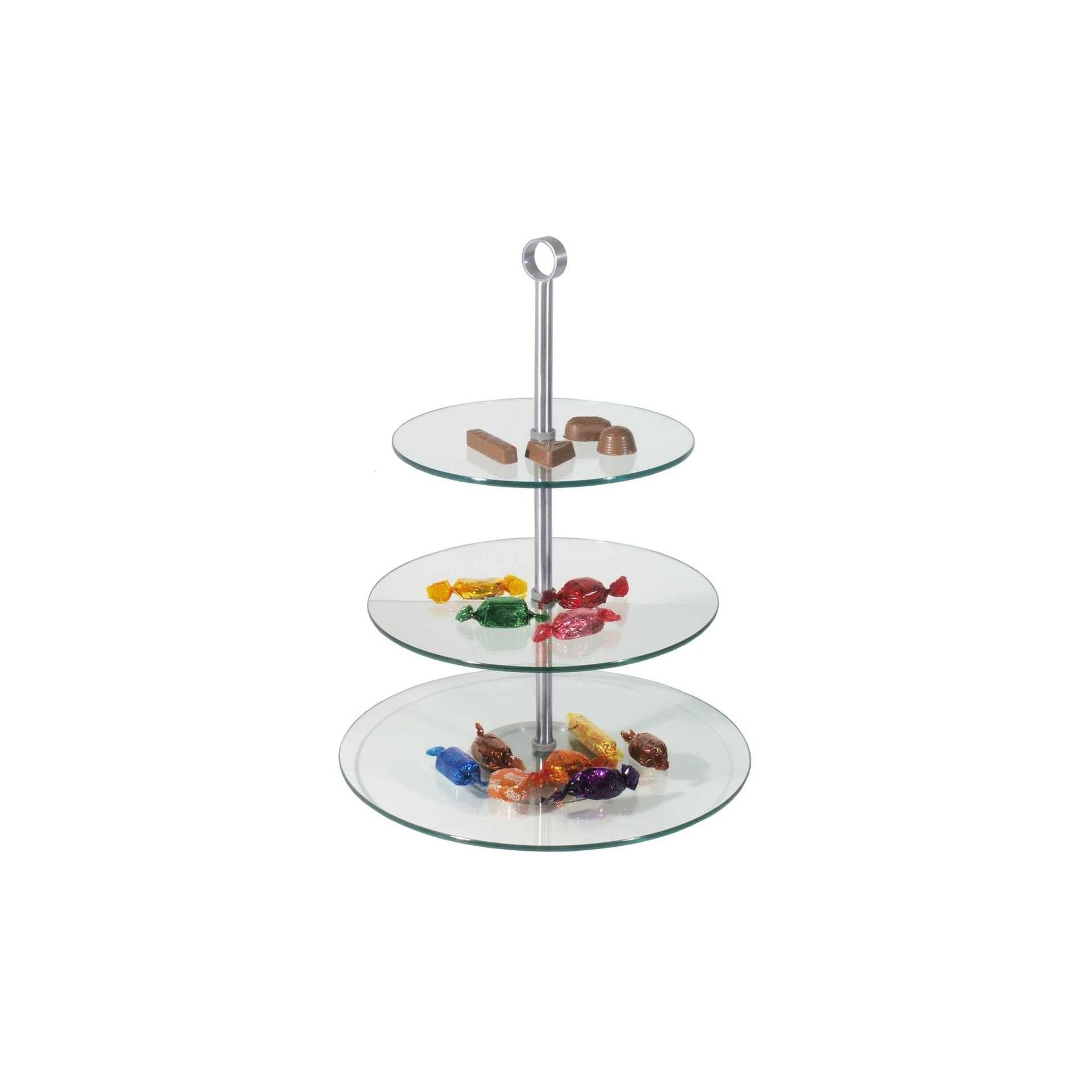 Glas-Etagere , dreistufig, mit zwei Glasscheiben