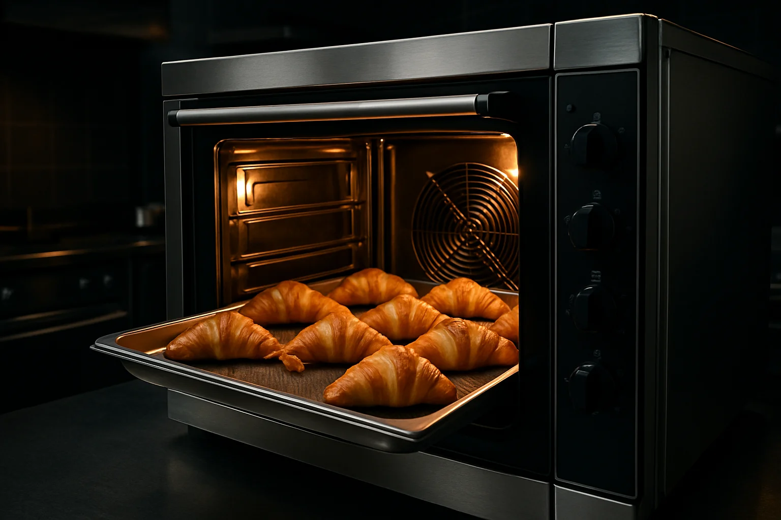 Heißluftofen in professioneller Küche beim Backen