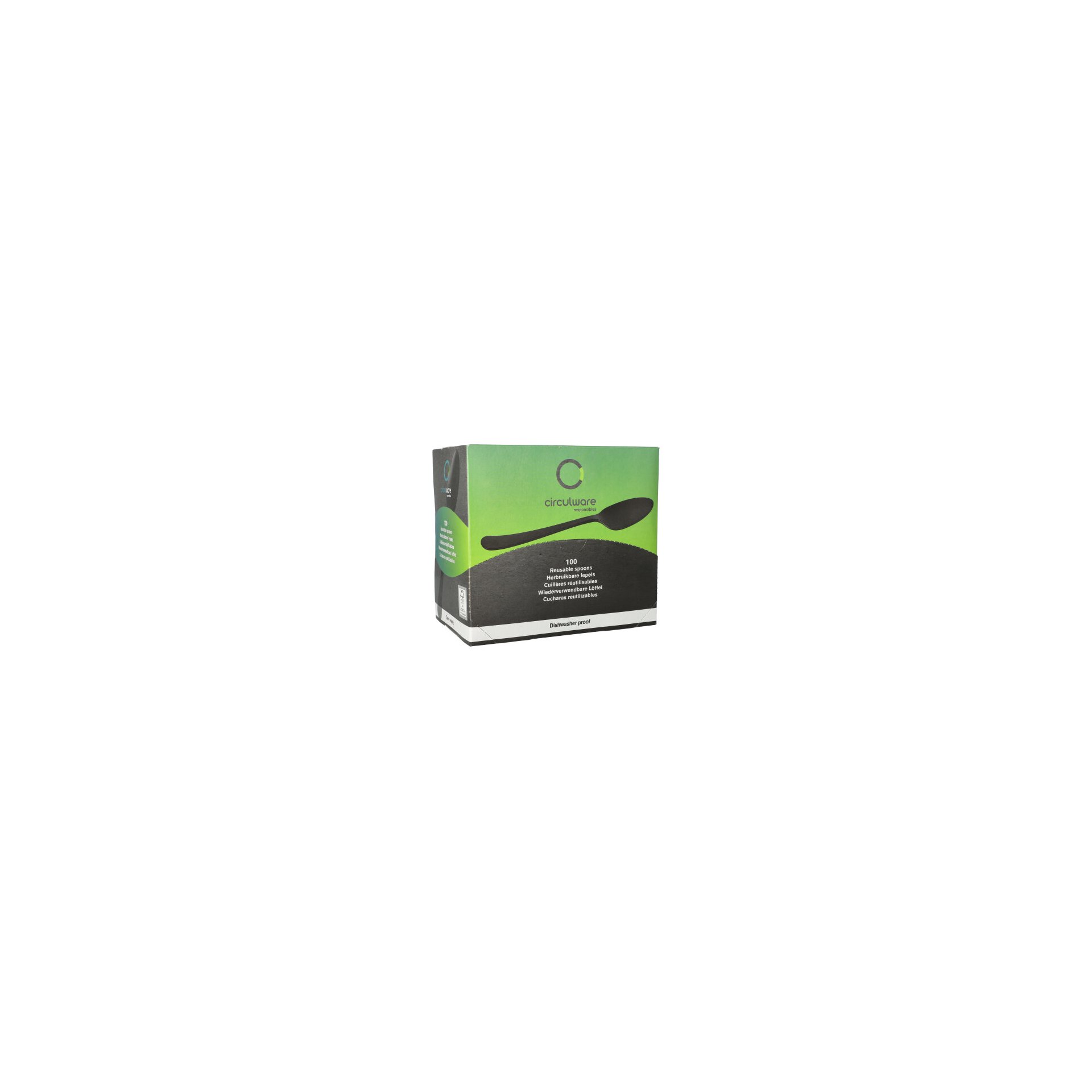 "Circulware" Mehrweg-Löffel PP-MF 19 cm schwarz "Gaia" extra stabil, in Spenderbox