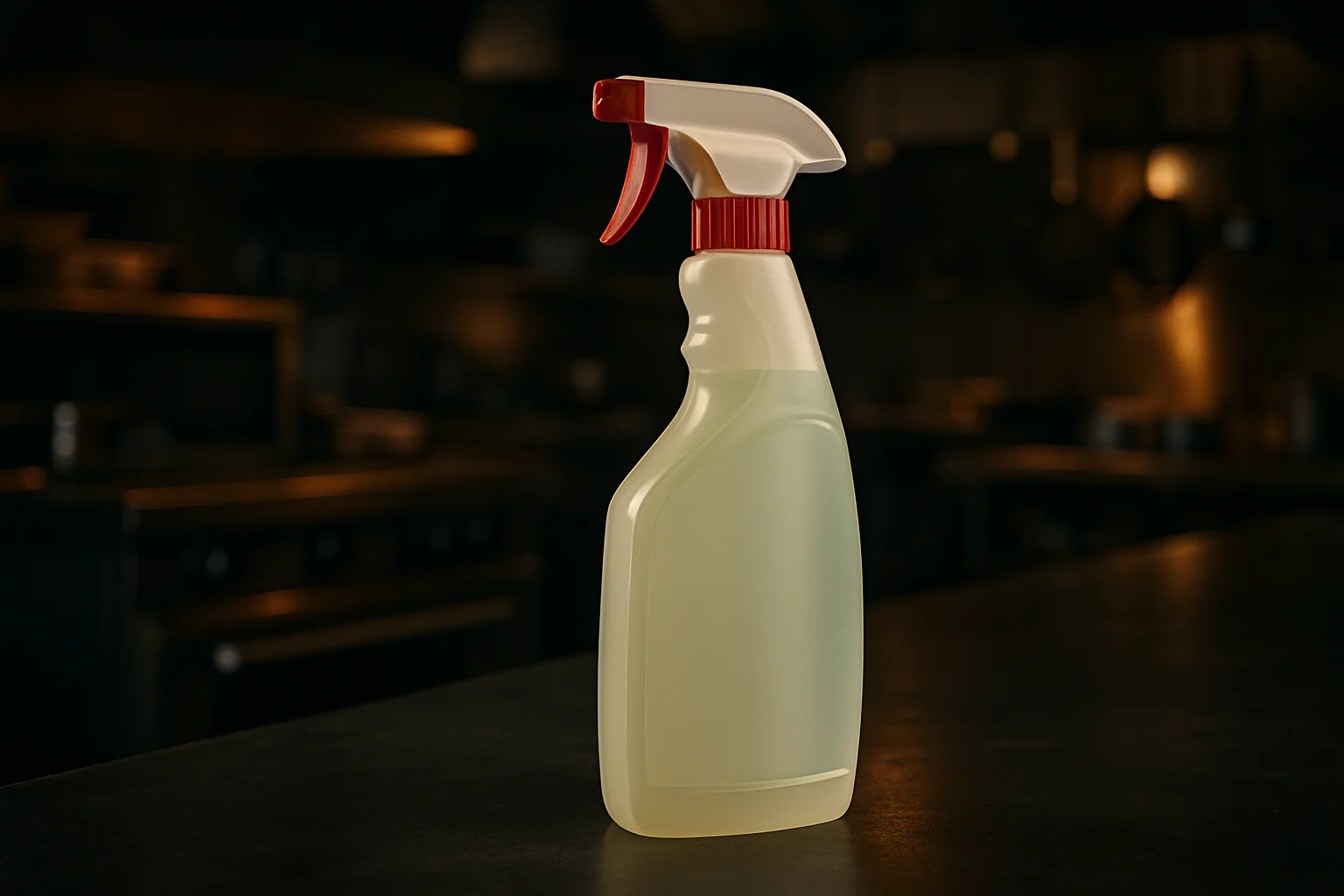 Allzweckreiniger Flasche auf Arbeitsfläche in Gewerbeküche