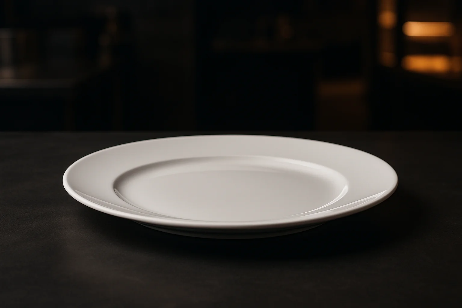 Gastronomie Speiseteller auf dunklem Tisch