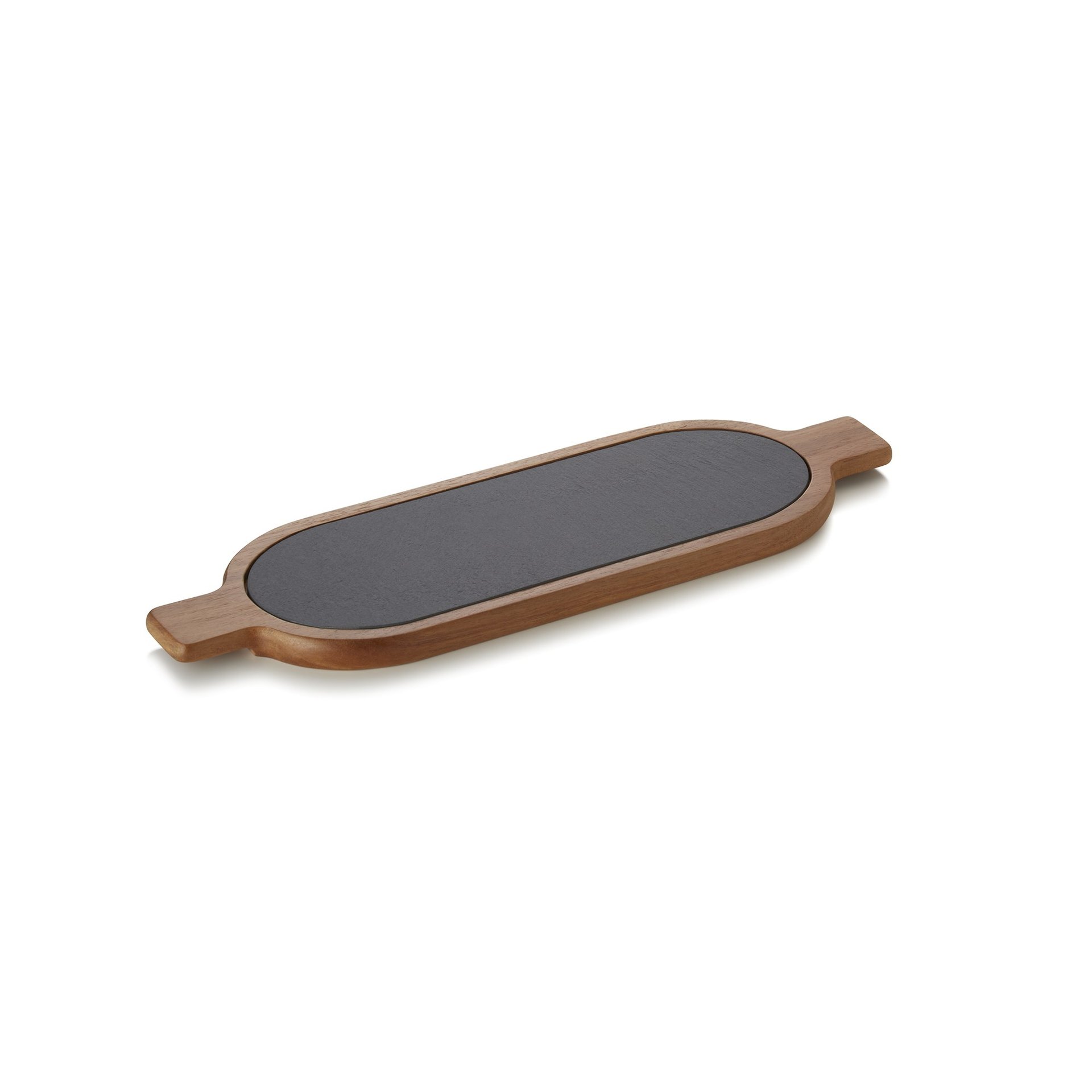 Servierbrett SLATE & SERVE, 40 x 12 x 1,5 cm, Akazienholz, Naturschiefer