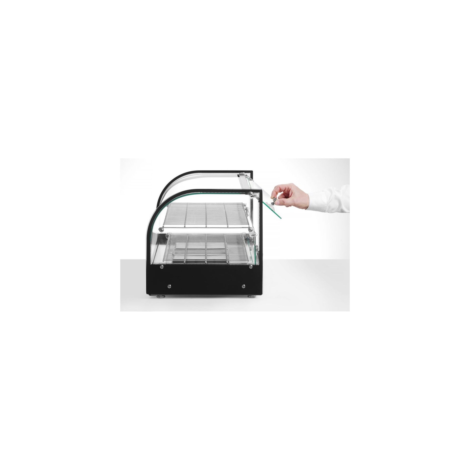 Warmhaltevitrine doppelt, doppelt, Schwarz, 220-240V/800W, 554x376x(H)376mm Warmhaltevitrine doppelt, doppelt, Schwarz, 220-240V/800W, 554x376x(H)376mm