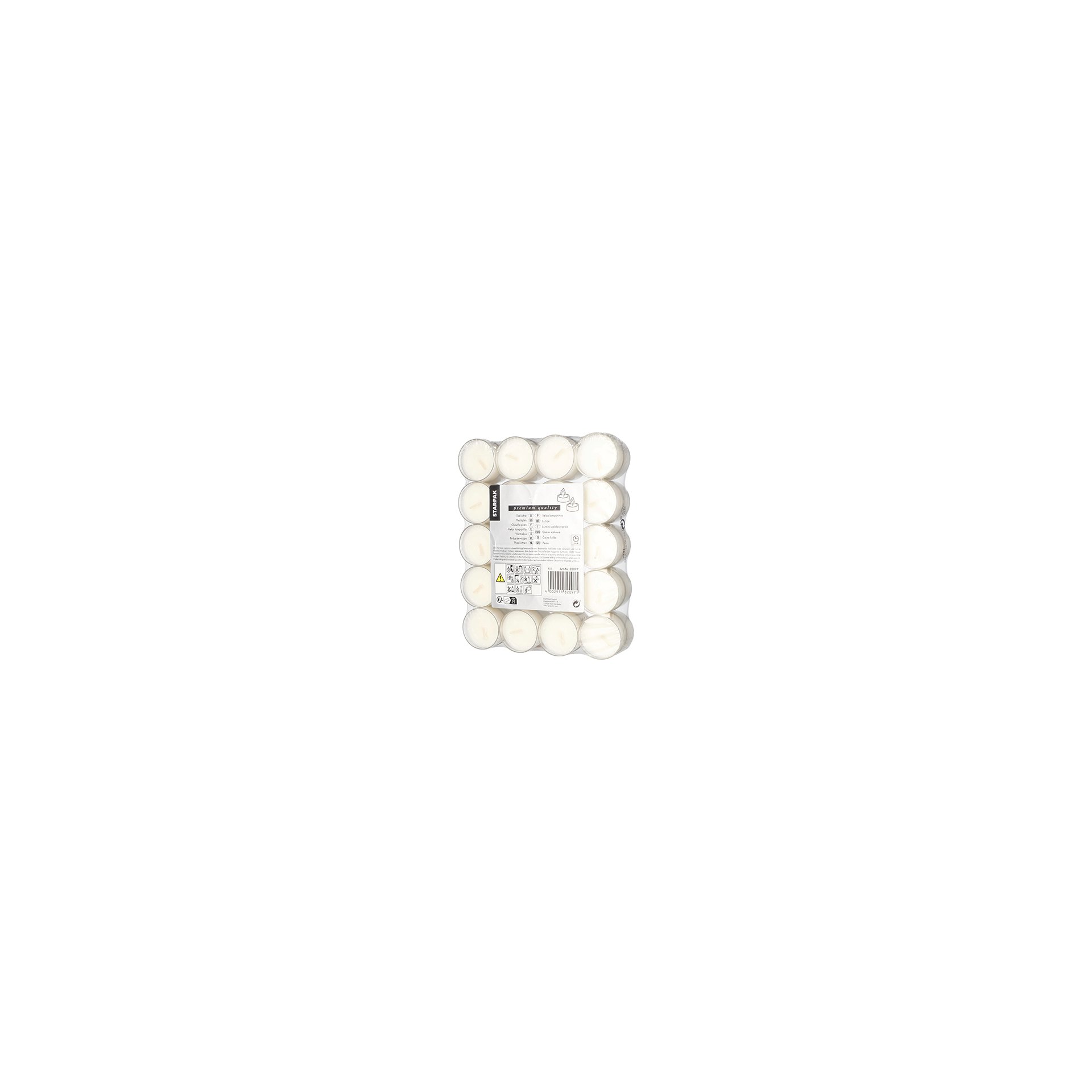 Teelichte Ø 38 mm · 19 mm weiss in Polycarbonathülle Teelichte Ø 38 mm · 19 mm weiss in Polycarbonathülle