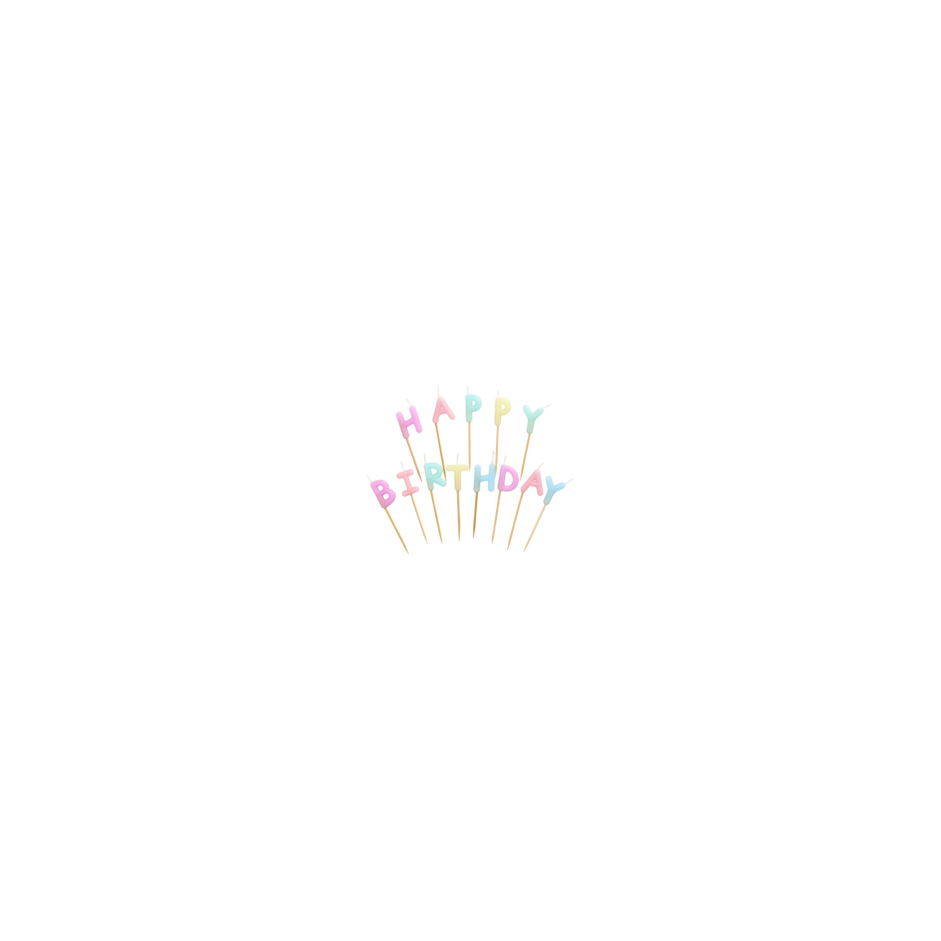 Buchstabenkerzen-Set pastell 8 cm "Happy Birthday"