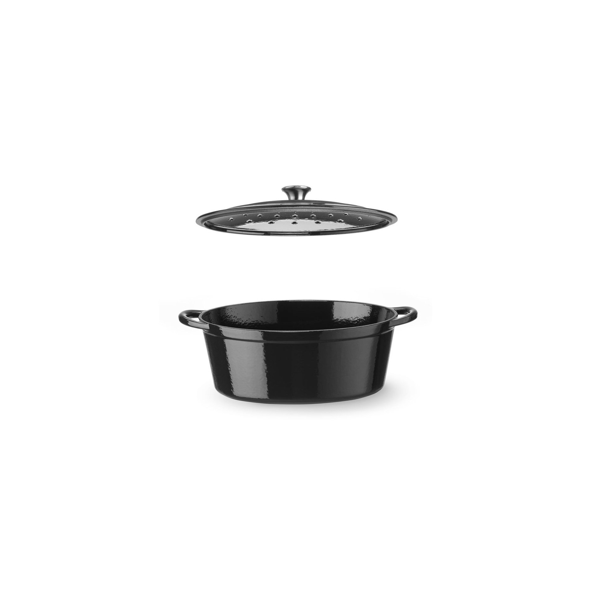 Emaillierter Gusseisentopf, 6,88L, Schwarz, 405x255x(H)134mm Emaillierter Gusseisentopf, 6,88L, Schwarz, 405x255x(H)134mm