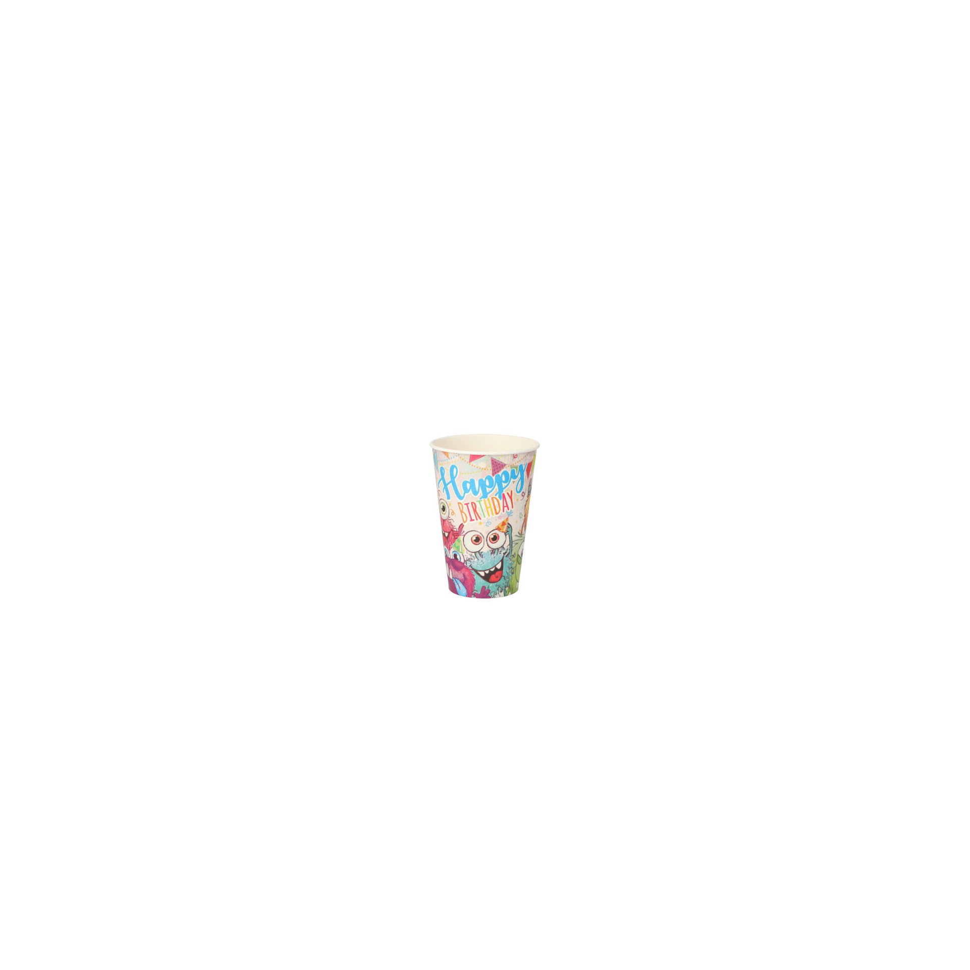 Trinkbecher, Pappe 0,2 l Ø 7 cm · 9,7 cm farbig "Funny Monsters" Trinkbecher, Pappe 0,2 l Ø 7 cm · 9,7 cm farbig "Funny Monsters"