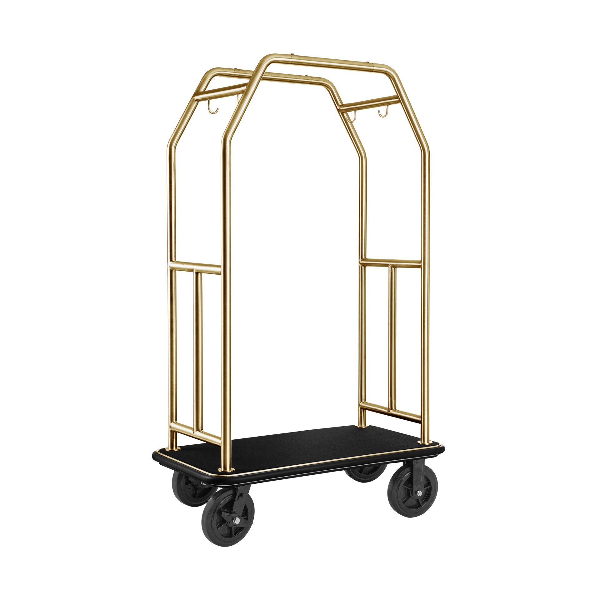 Gepäckwagen TRAVELLER, 112 x 60 x 185 cm, gold, schwarzer Teppich