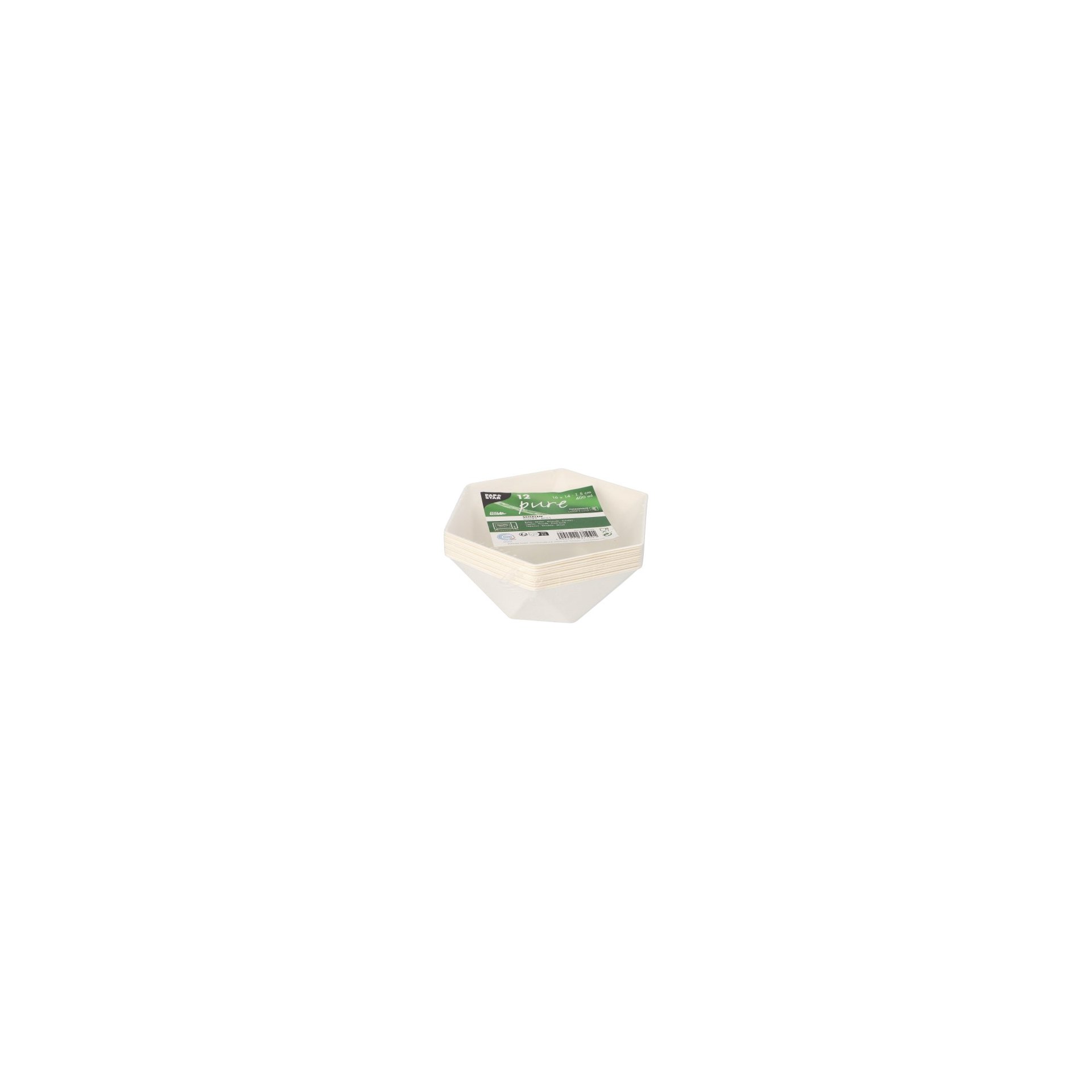 Schalen Zuckerrohr "pure" 6-eckig 400 ml 5 cm x 16 cm x 14 cm weiss "Diamond" Schalen Zuckerrohr "pure" 6-eckig 400 ml 5 cm x 16 cm x 14 cm weiss "Diamond"