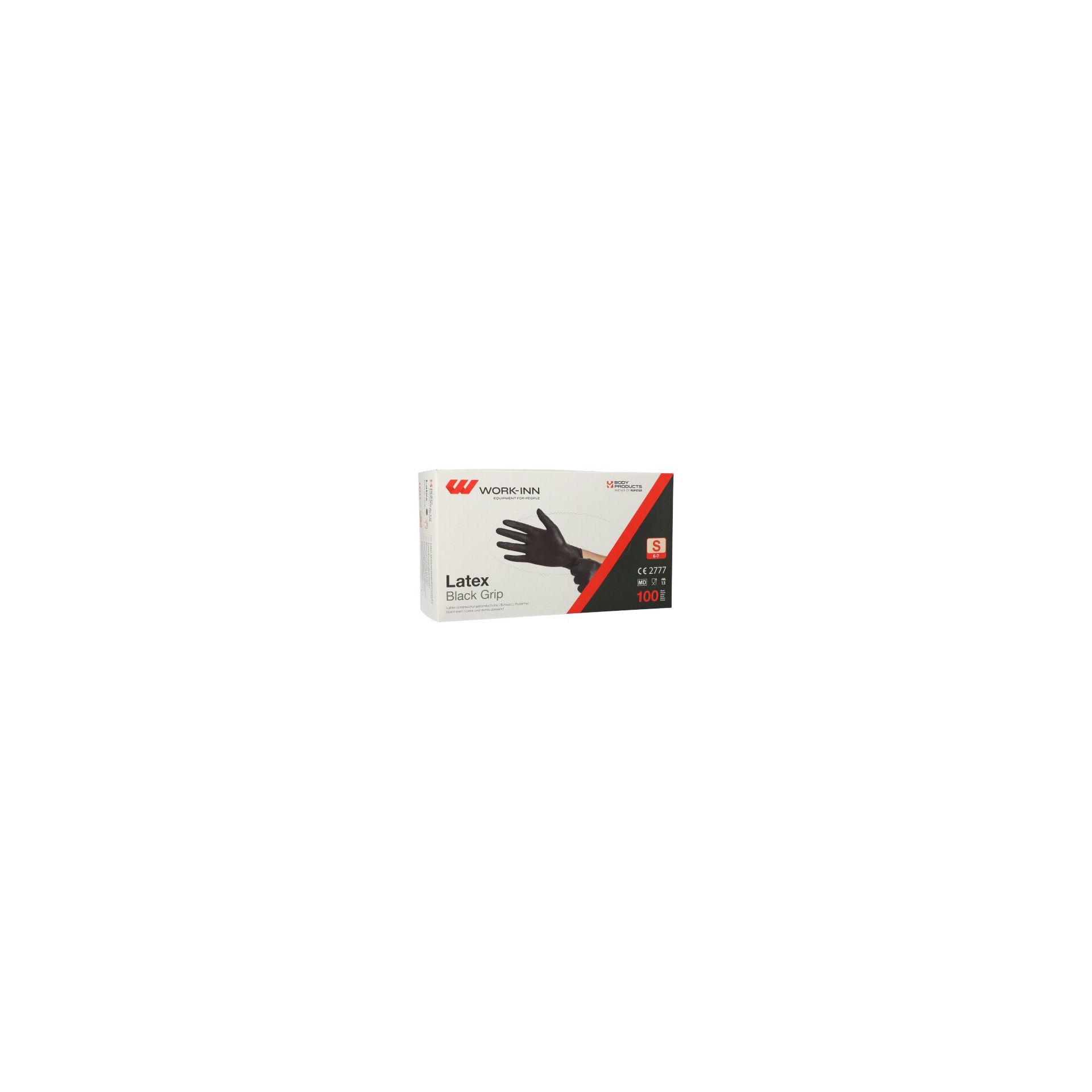 "WORK-INN/PS" Handschuhe, Latex puderfrei "Black Grip" schwarz Größe: S