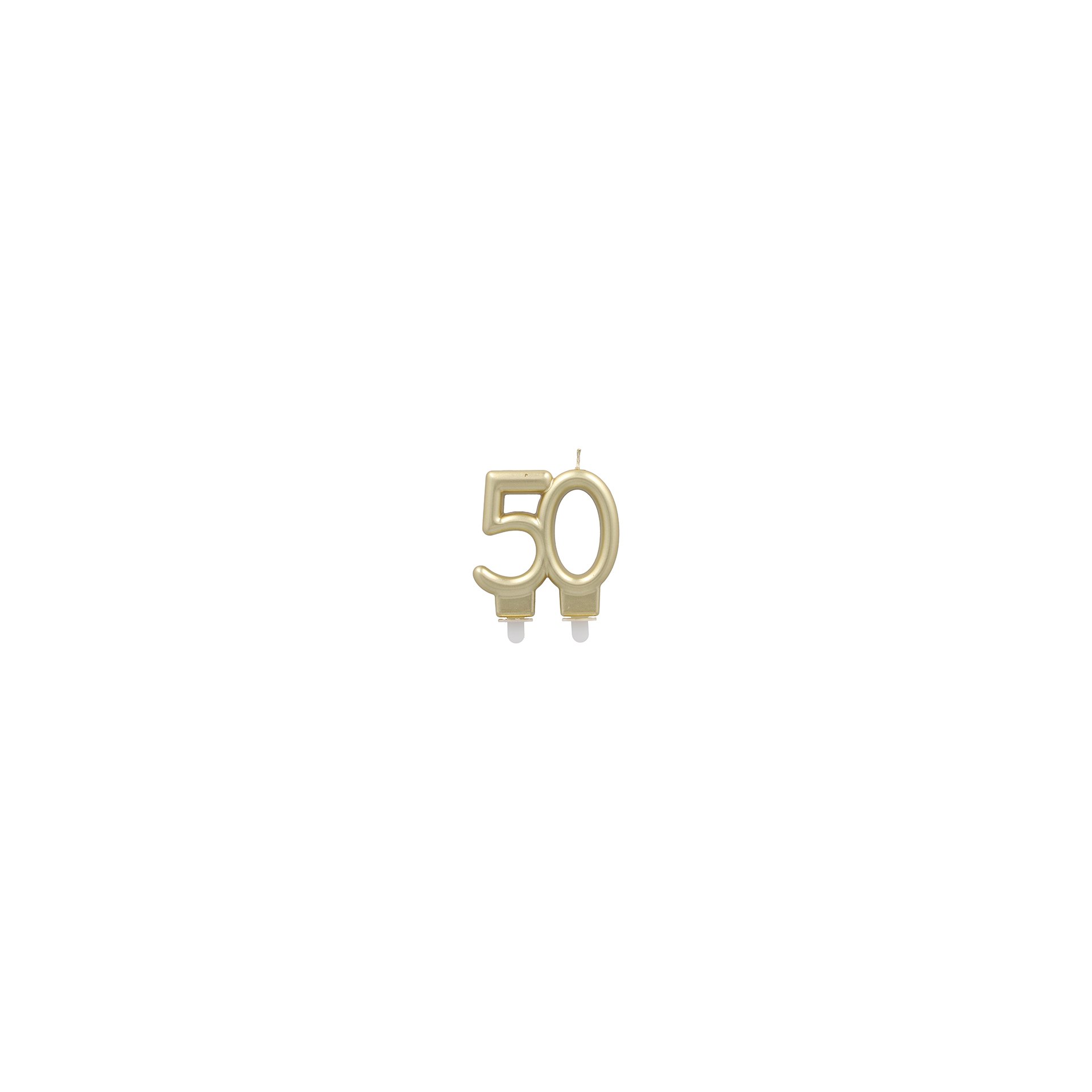 Jubiläumskerzen mit Halter 7 cm gold "50"