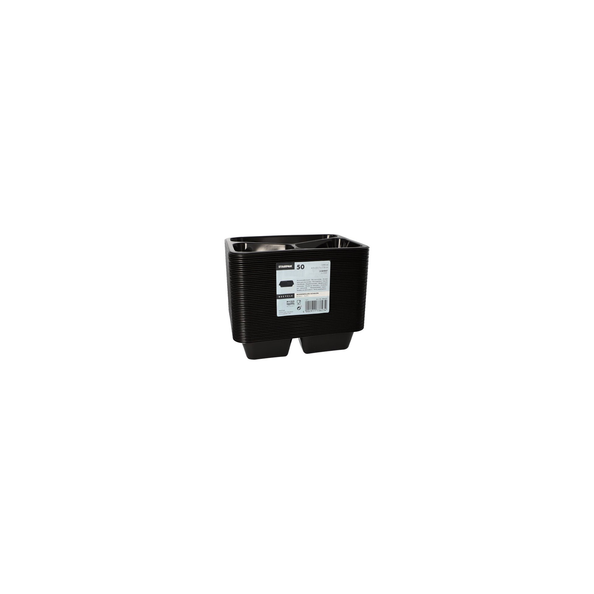 Mikrowellenschalen, PP 3-geteilt 1095 ml 4,9 cm x 22,7 cm x 17,8 cm schwarz Mikrowellenschalen, PP 3-geteilt 1095 ml 4,9 cm x 22,7 cm x 17,8 cm schwarz