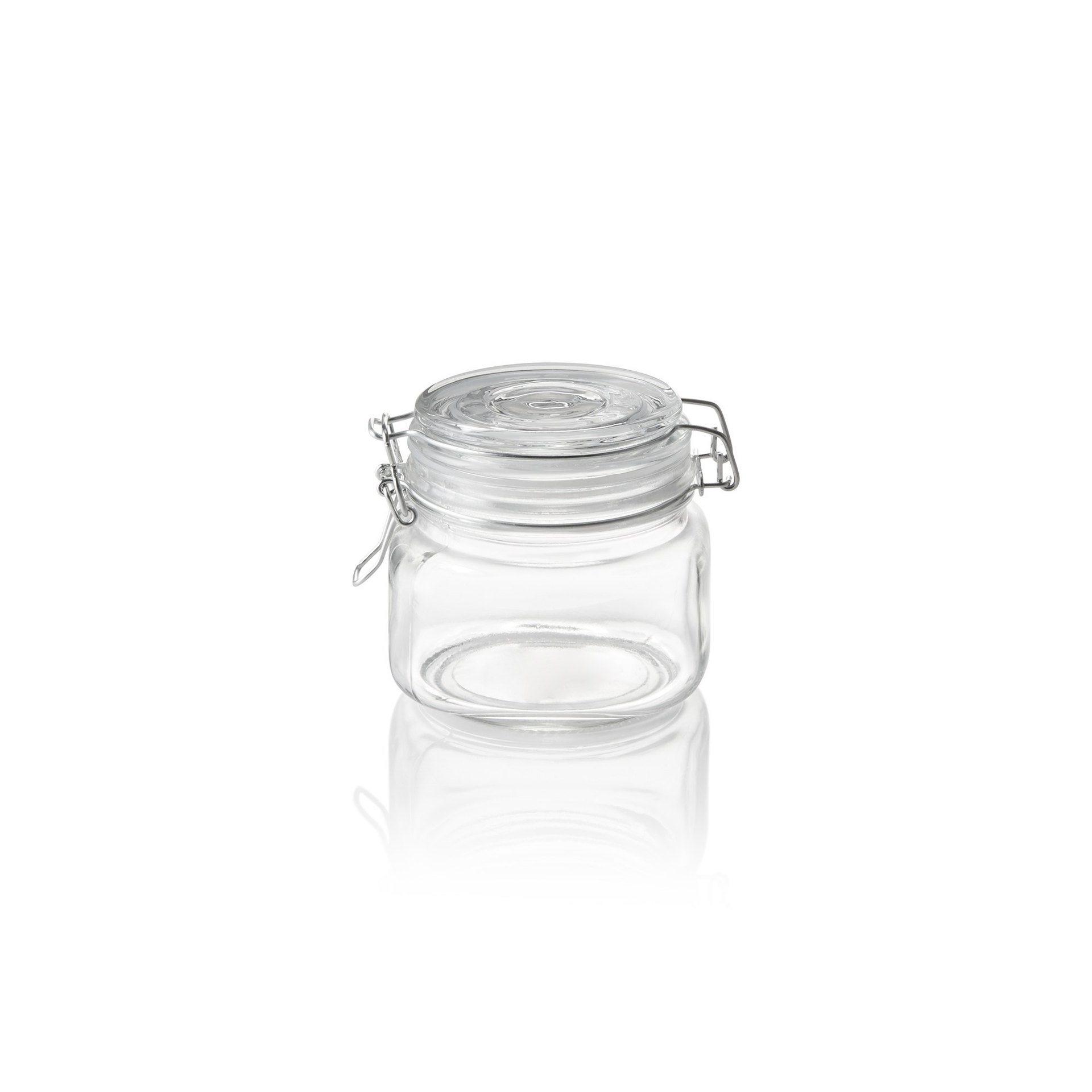 Vorratsglas, 0,5 ltr., Ø 9 cm, Höhe 10 cm, Glas, Edelstahl, Silikon Vorratsglas, 0,5 ltr., Ø 9 cm, Höhe 10 cm, Glas, Edelstahl, Silikon