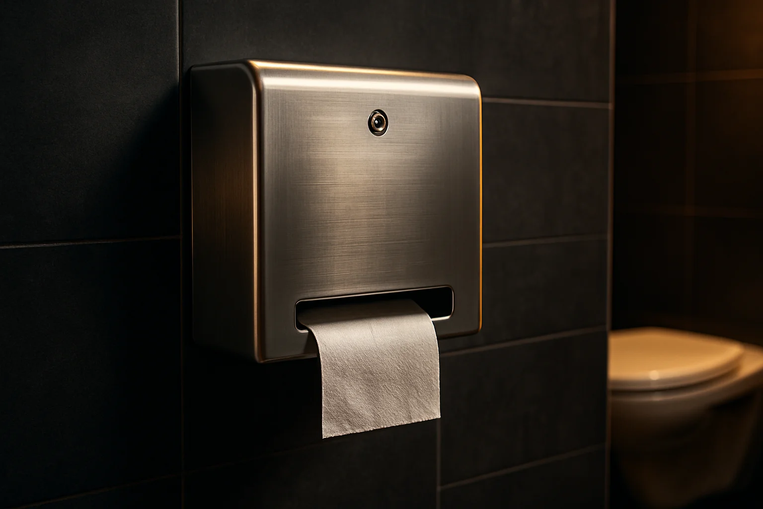 wandtoilettenpapierspender aus edelstahl in gewerblicher toilette