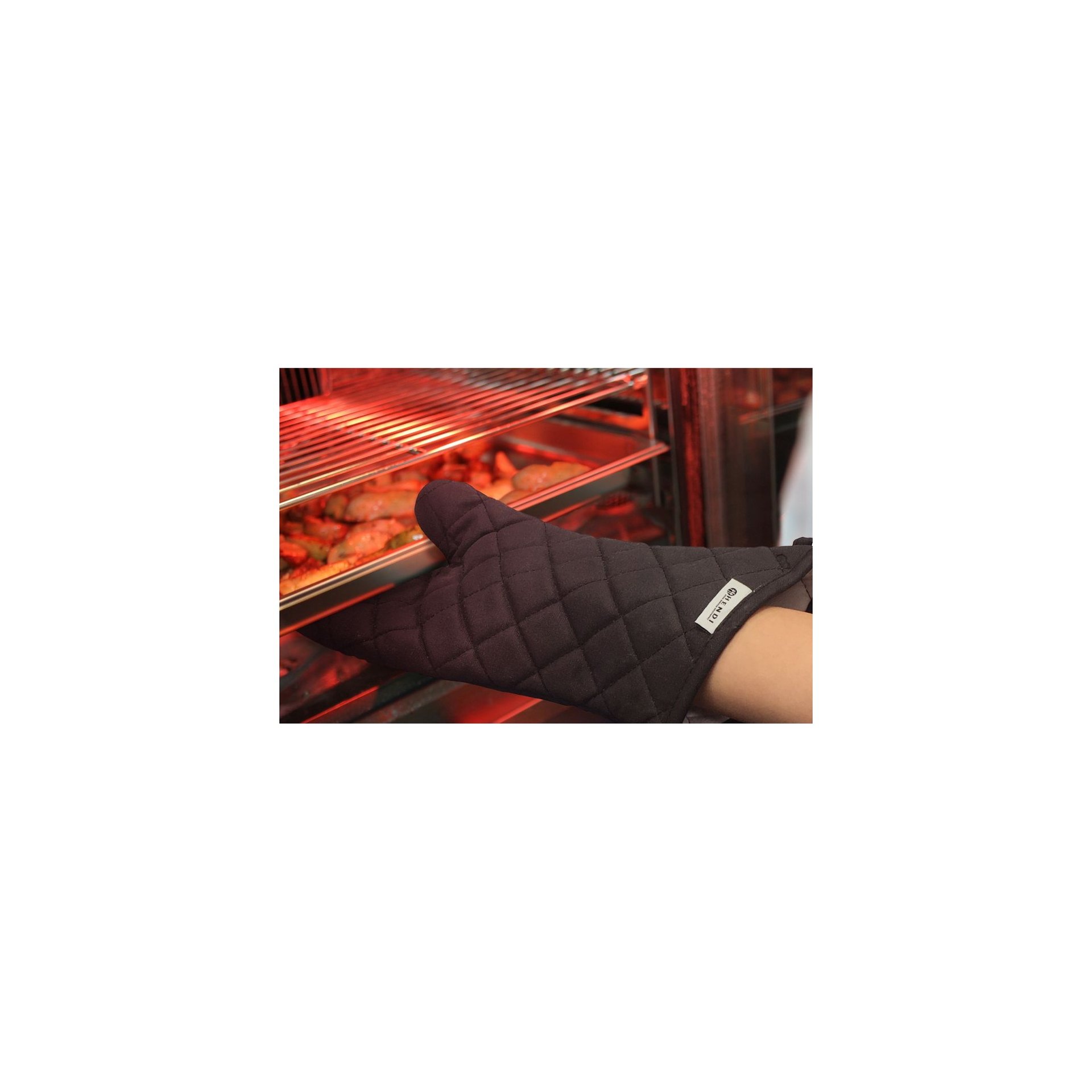 Ofenhandschuhe – 2 Stück, Baumwolle mit feuerfester Beschichtung, Schwarz, 2 Stk., (L)380mm